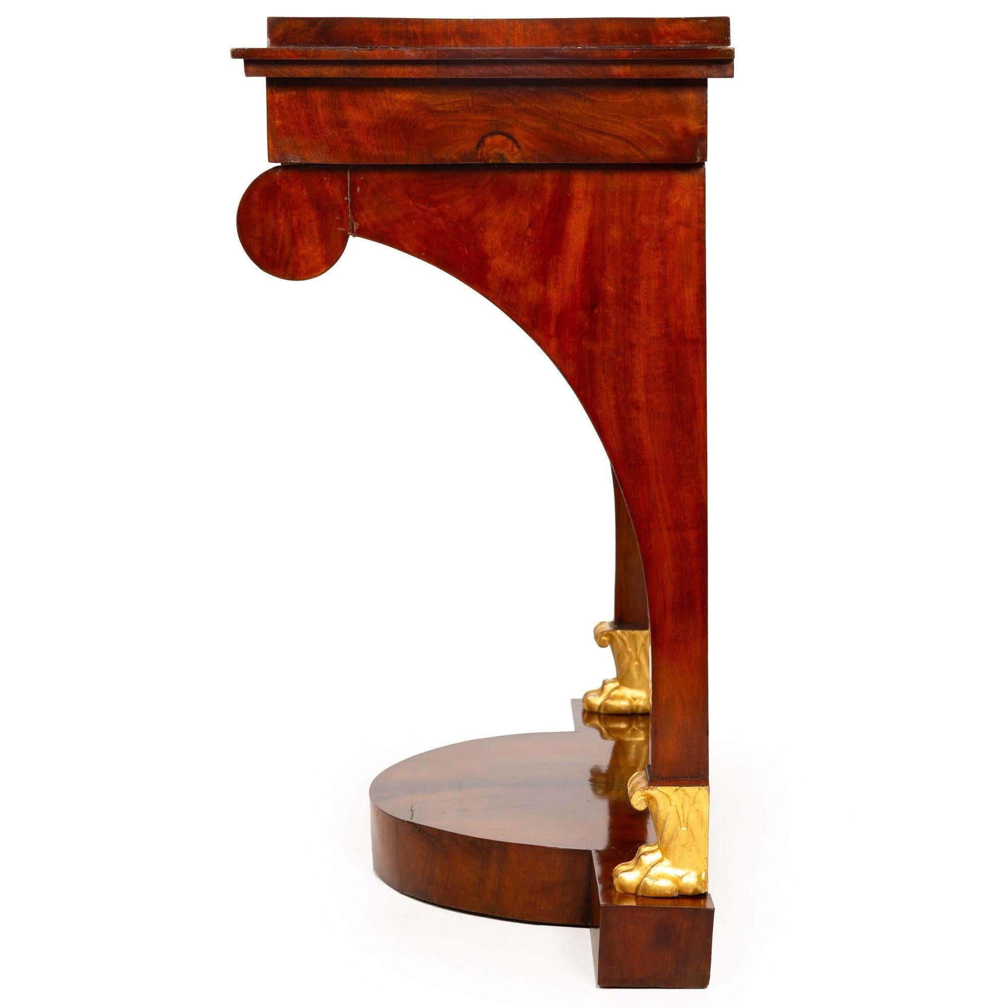 European Large Biedermeier Antique Mahogany Pier Mirror and Console Table ca. 1820-40 For Sale