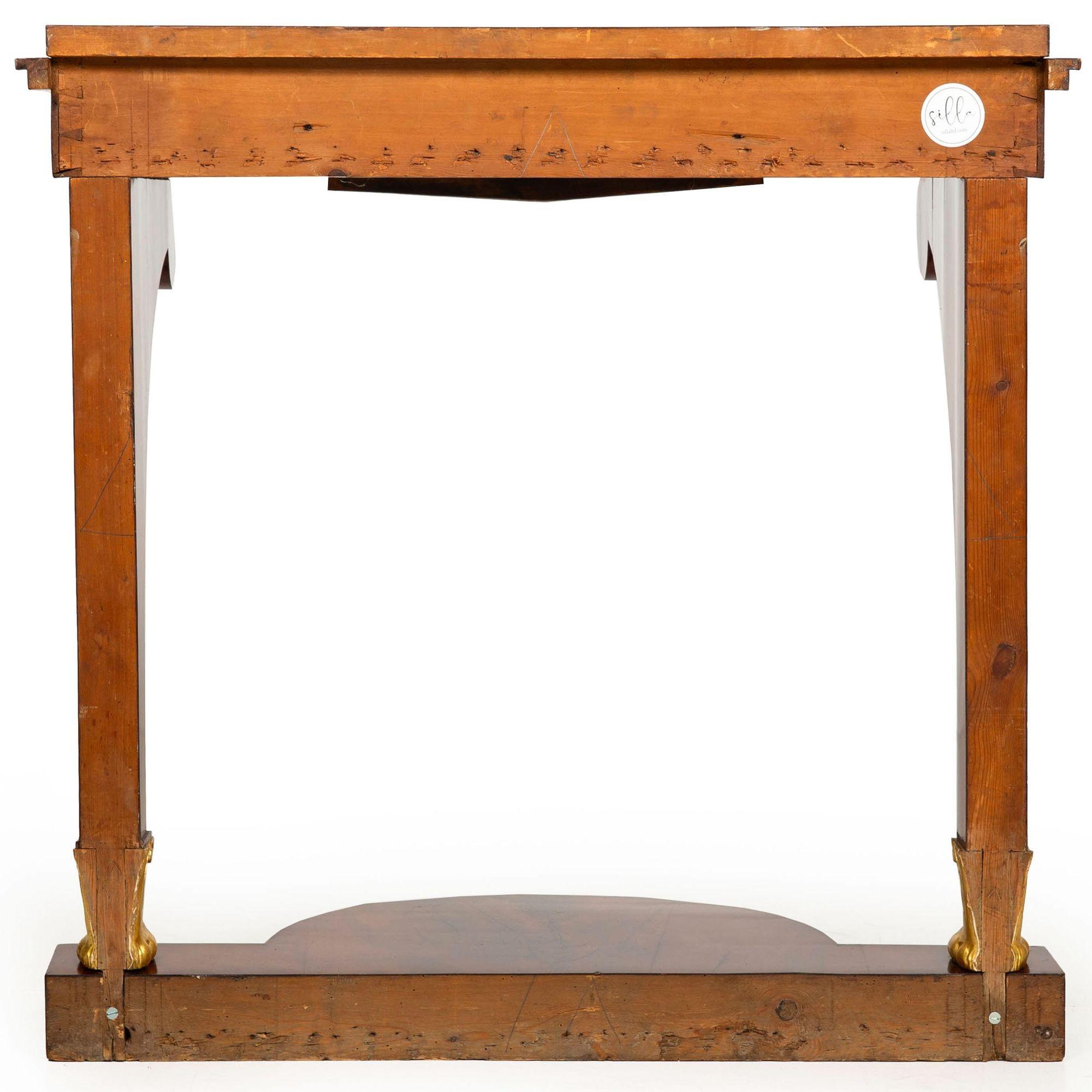 19th Century Large Biedermeier Antique Mahogany Pier Mirror and Console Table ca. 1820-40 For Sale