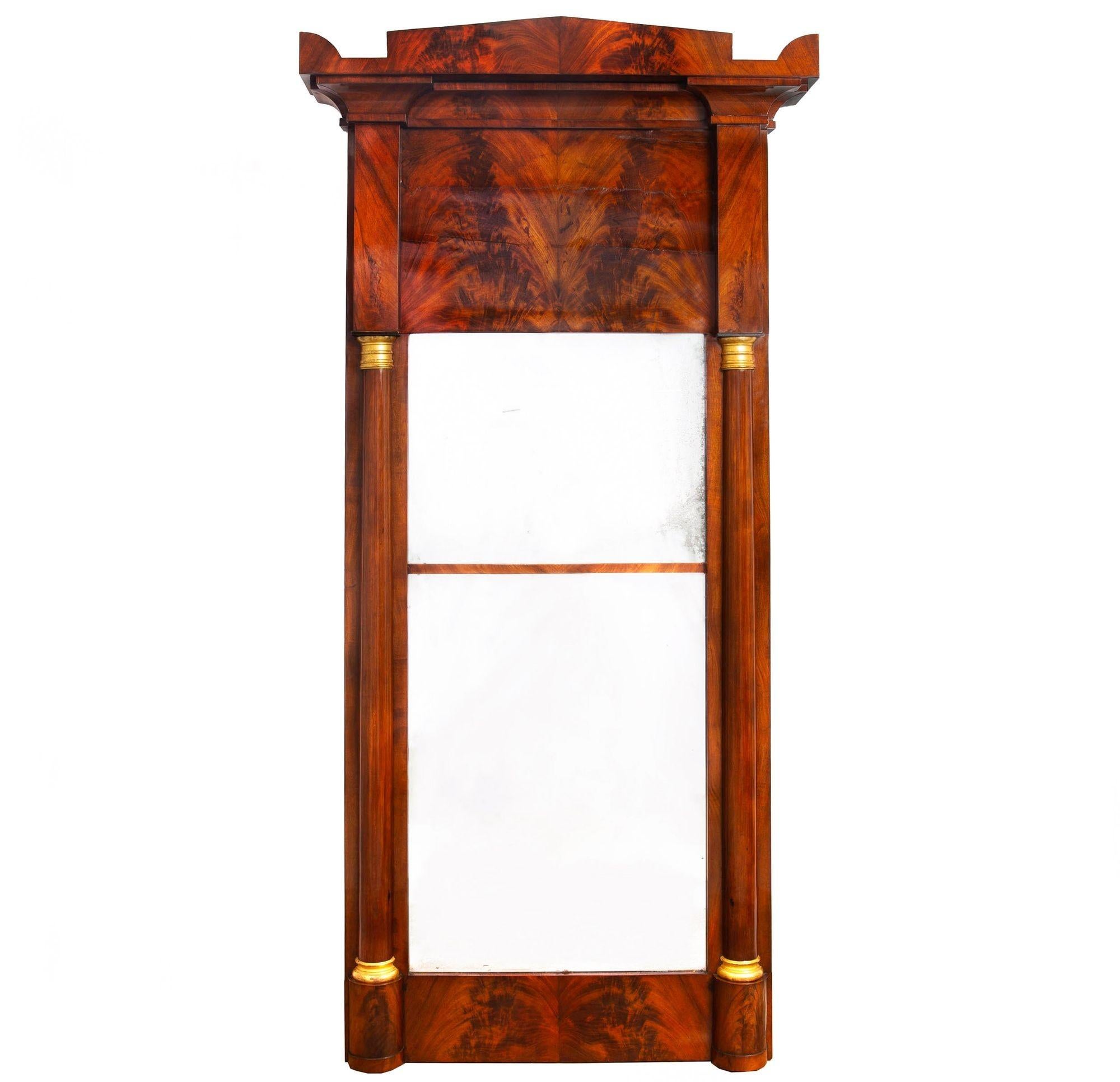 Large Biedermeier Antique Mahogany Pier Mirror and Console Table ca. 1820-40 For Sale 1