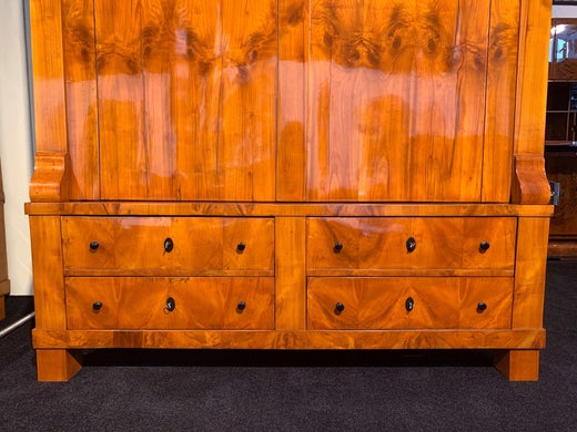 Large Biedermeier Armoire Cherry Veneer Rhineland Germany