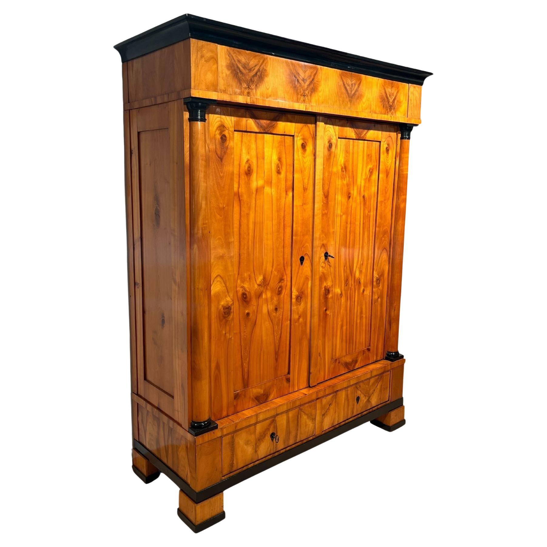 Large Biedermeier Armoire, Cherry Wood, South Germany circa 1820 For Sale