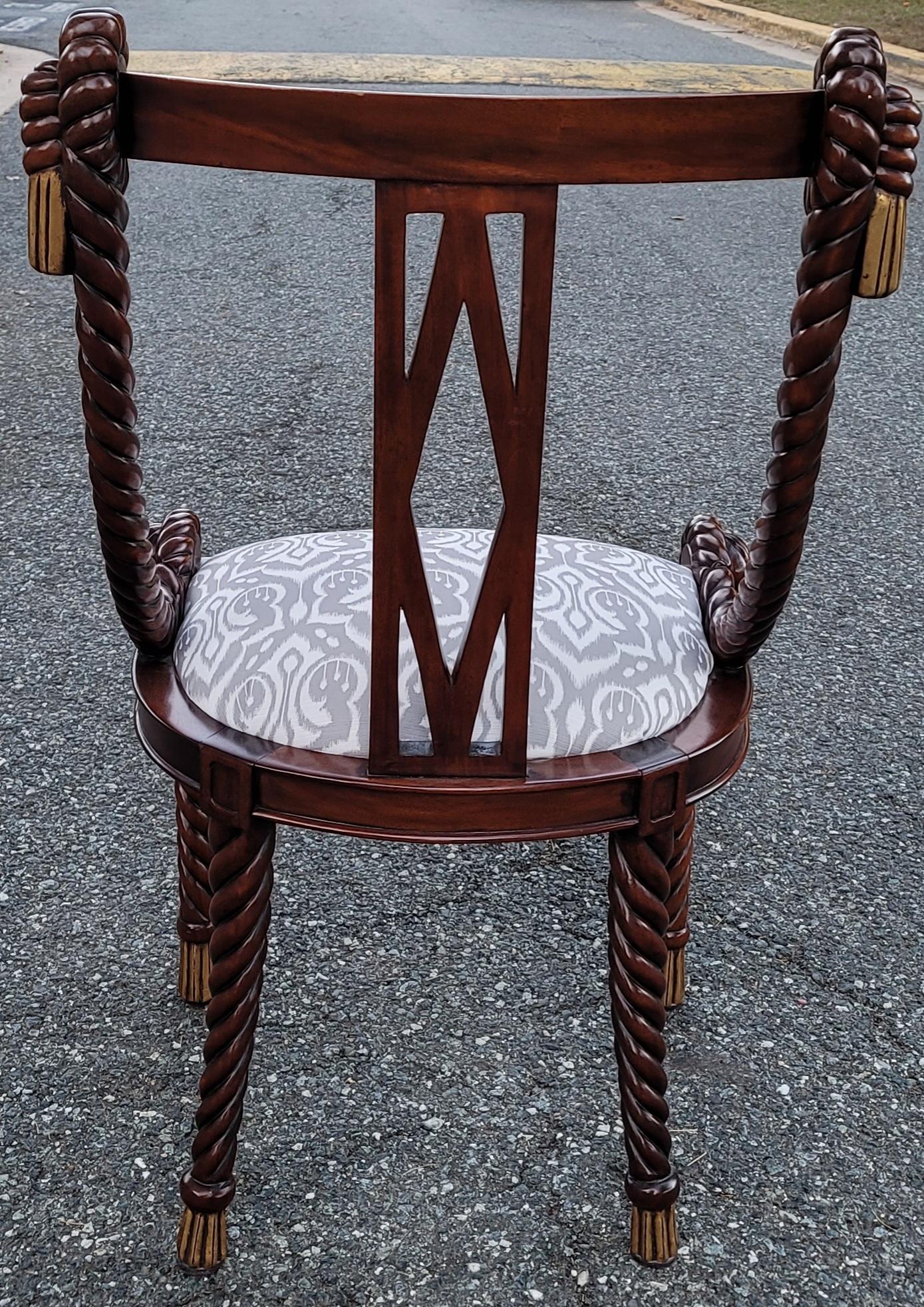 Australian Large Biedermeier Barley Twist Rope Parcel Gilt Carved Side Chairs, a Pair For Sale
