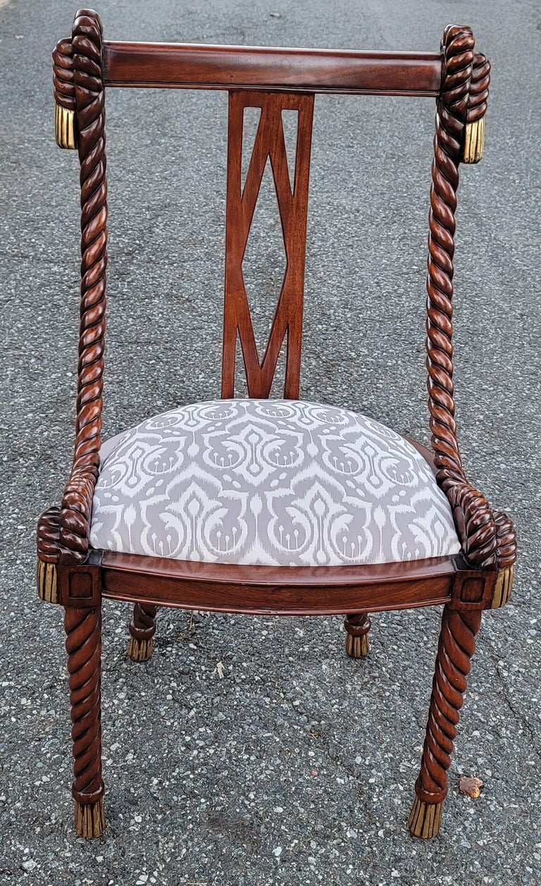 Large Biedermeier Barley Twist Rope Parcel Gilt Carved Side Chairs, a ...