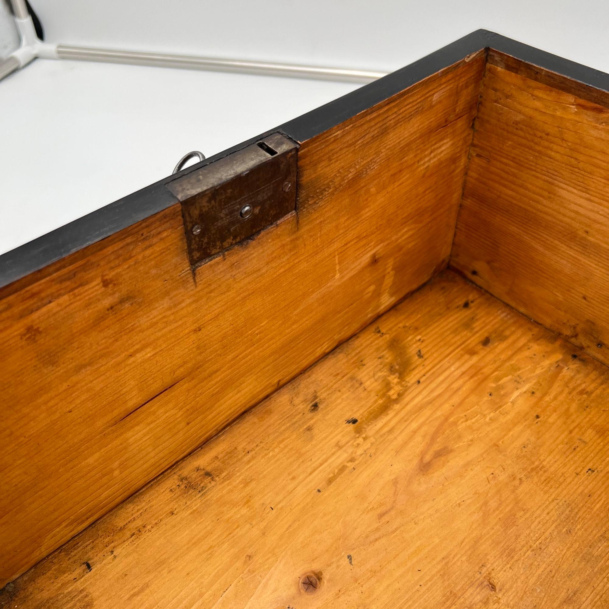 Large Biedermeier Box or Chest, Walnut Veneer, Brass, South Germany circa 1820 For Sale 13