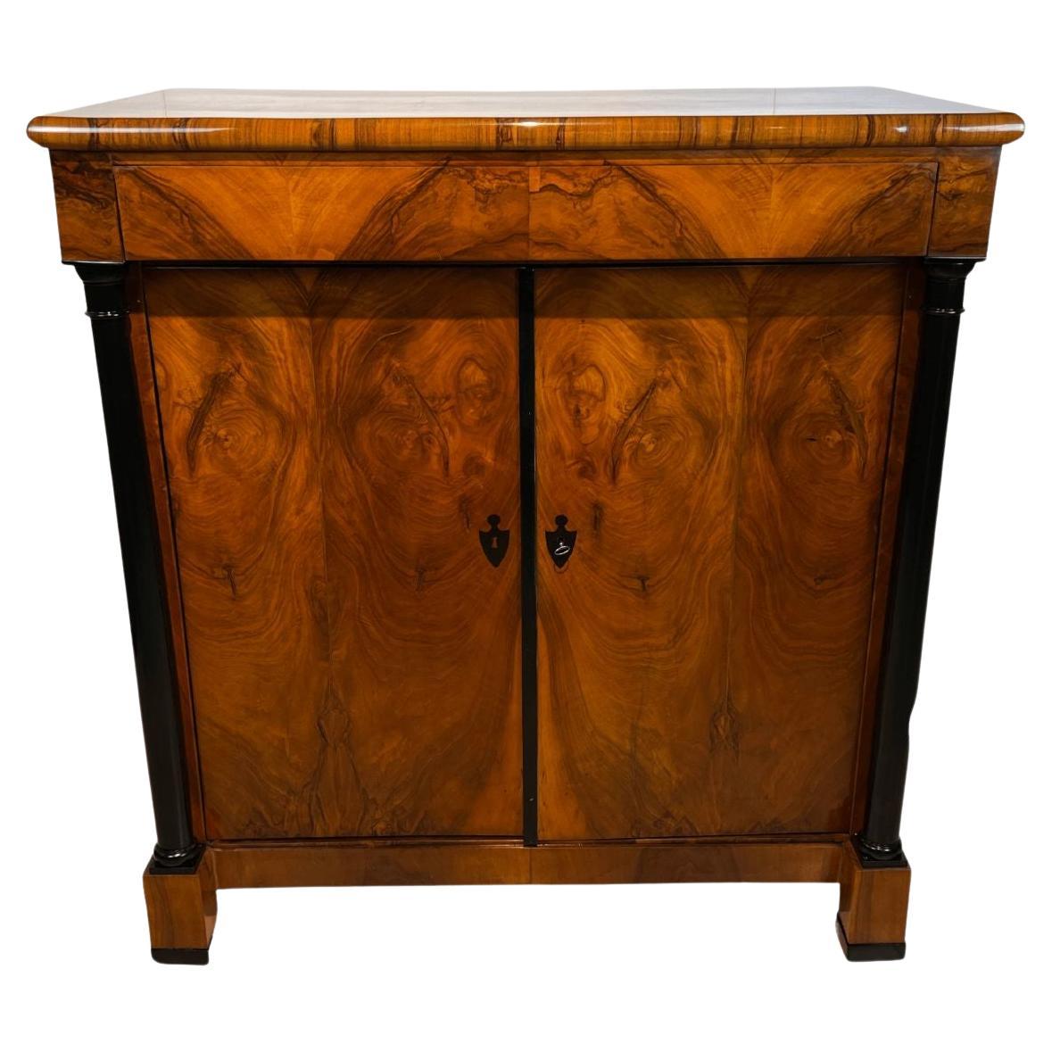 Large Biedermeier Half-Cabinet, Walnut and Ebonized, South Germany, circa 1820 For Sale