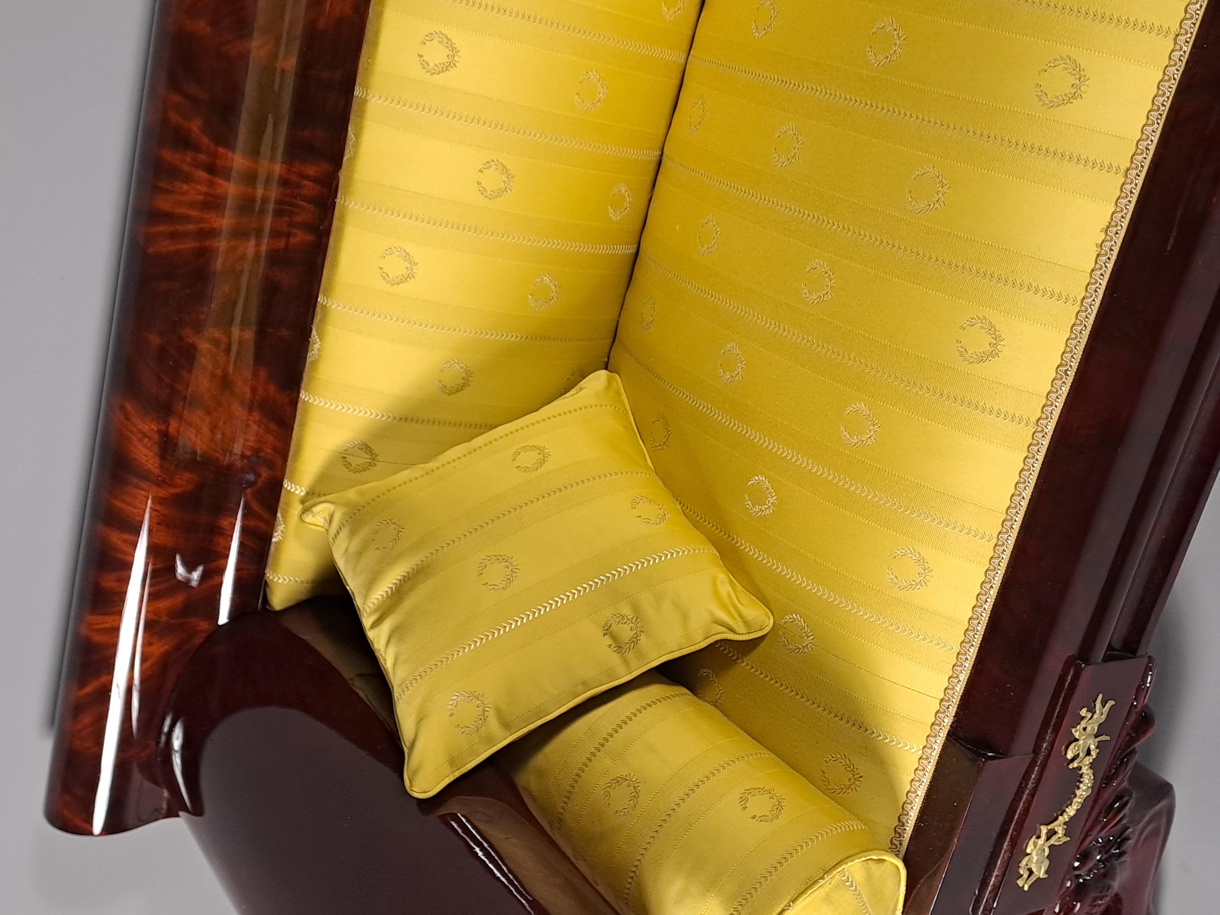 Sofá / Banqueta Biedermeier Grande En Caoba Burl en venta 5
