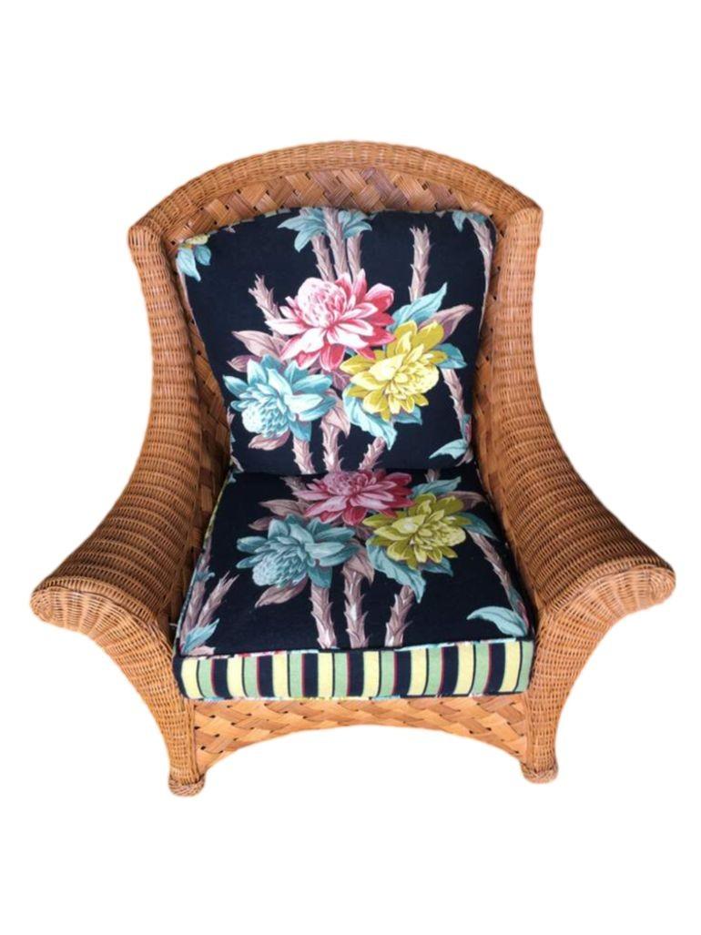 Grande chaise longue en osier tressé « Big Daddy » avec repose-pieds assorti en vente 5