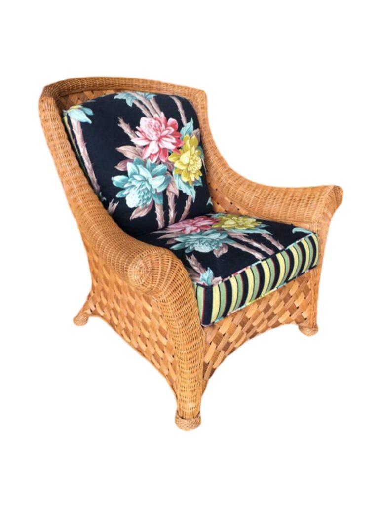 Grande chaise longue en osier tressé « Big Daddy » avec repose-pieds assorti en vente 6