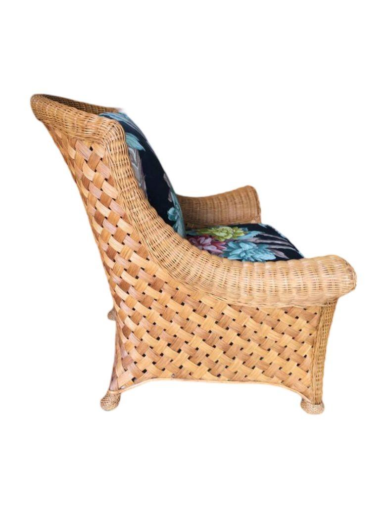 Grande chaise longue en osier tressé « Big Daddy » avec repose-pieds assorti en vente 7