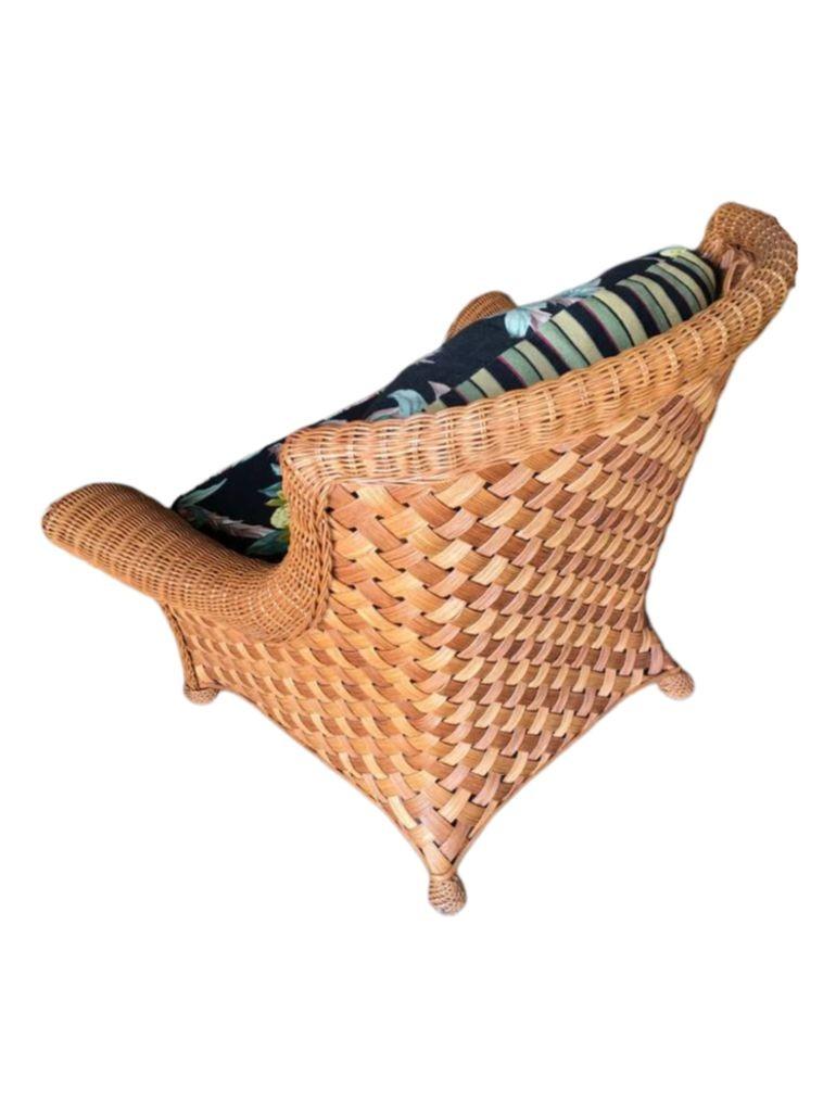 Grande chaise longue en osier tressé « Big Daddy » avec repose-pieds assorti en vente 9