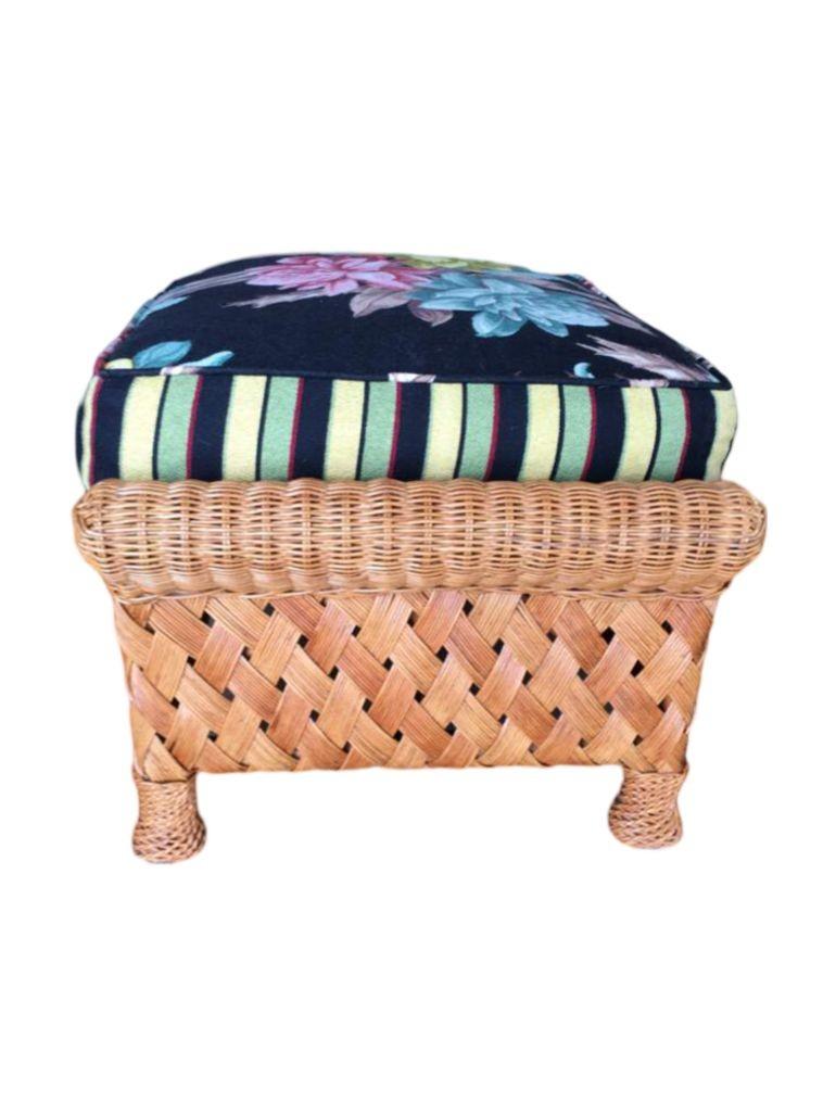 Osier Grande chaise longue en osier tressé « Big Daddy » avec repose-pieds assorti en vente