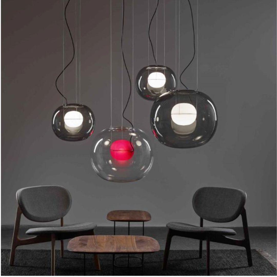 Large 'Big One' clear & red handblown glass pendant lamp for Brokis.

Handmade to order by Brokis in the Czech Republic using many of the same labor intensive artisanal glass blowing and metalworking techniques they’ve skillfully employed for
