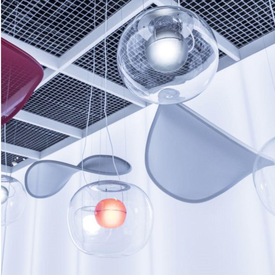 XXIe siècle et contemporain Grande lampe à suspension « Big One » en verre soufflé à la bouche transparent et rouge pour Brokis en vente