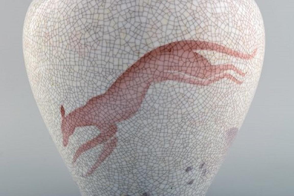 Große Bing- und Grndahl-Vase aus zerbrochenem Porzellan mit Tierleder, 1920er Jahre (Art déco) im Angebot
