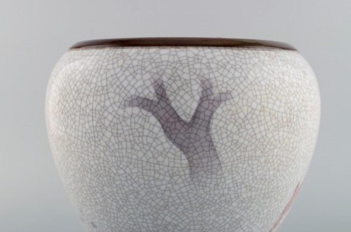 Große Bing- und Grndahl-Vase aus zerbrochenem Porzellan mit Tierleder, 1920er Jahre (Dänisch) im Angebot