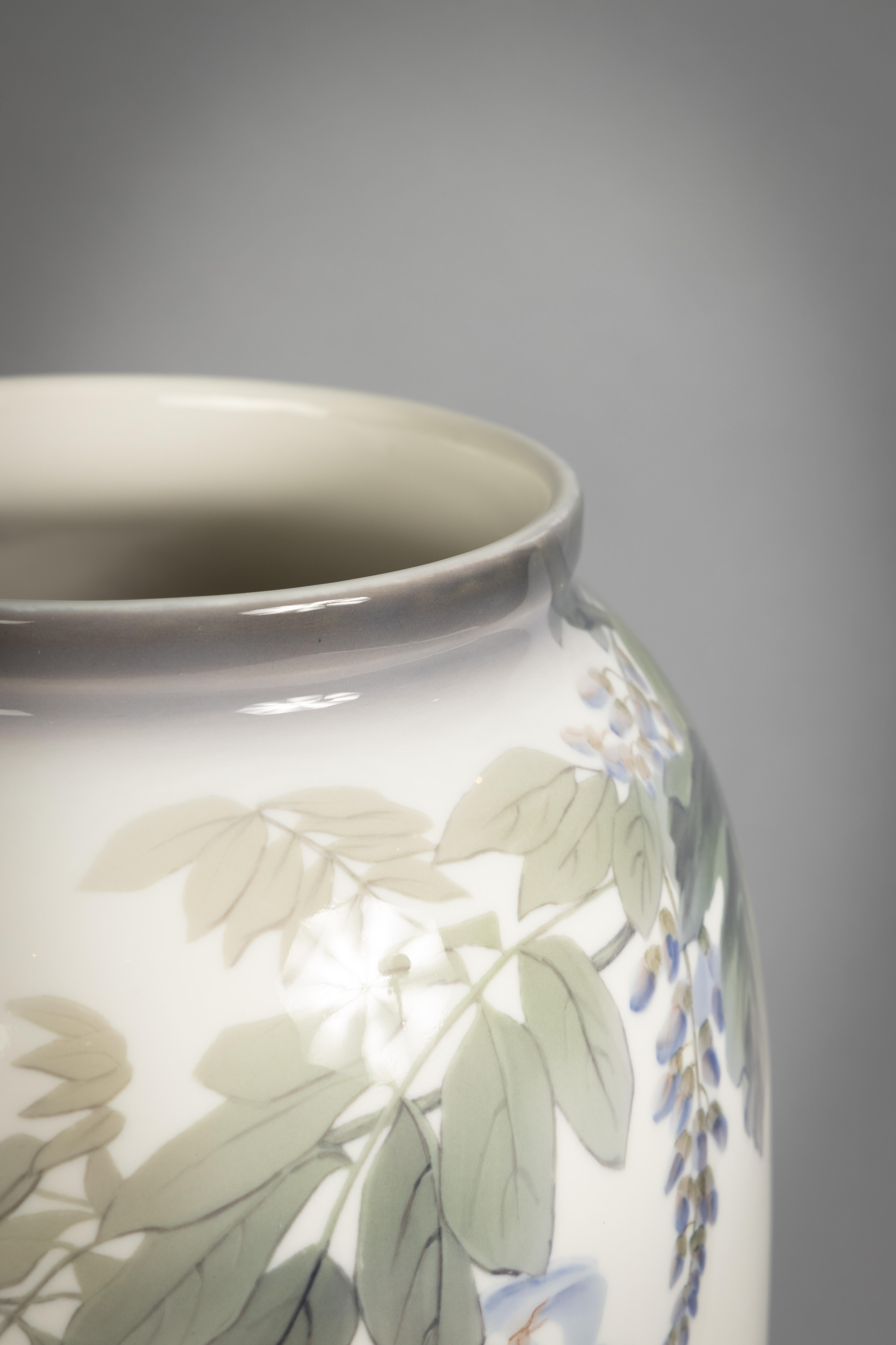 Danish Large Bing and Grondahl Floral Porcelain Vase, circa 1900