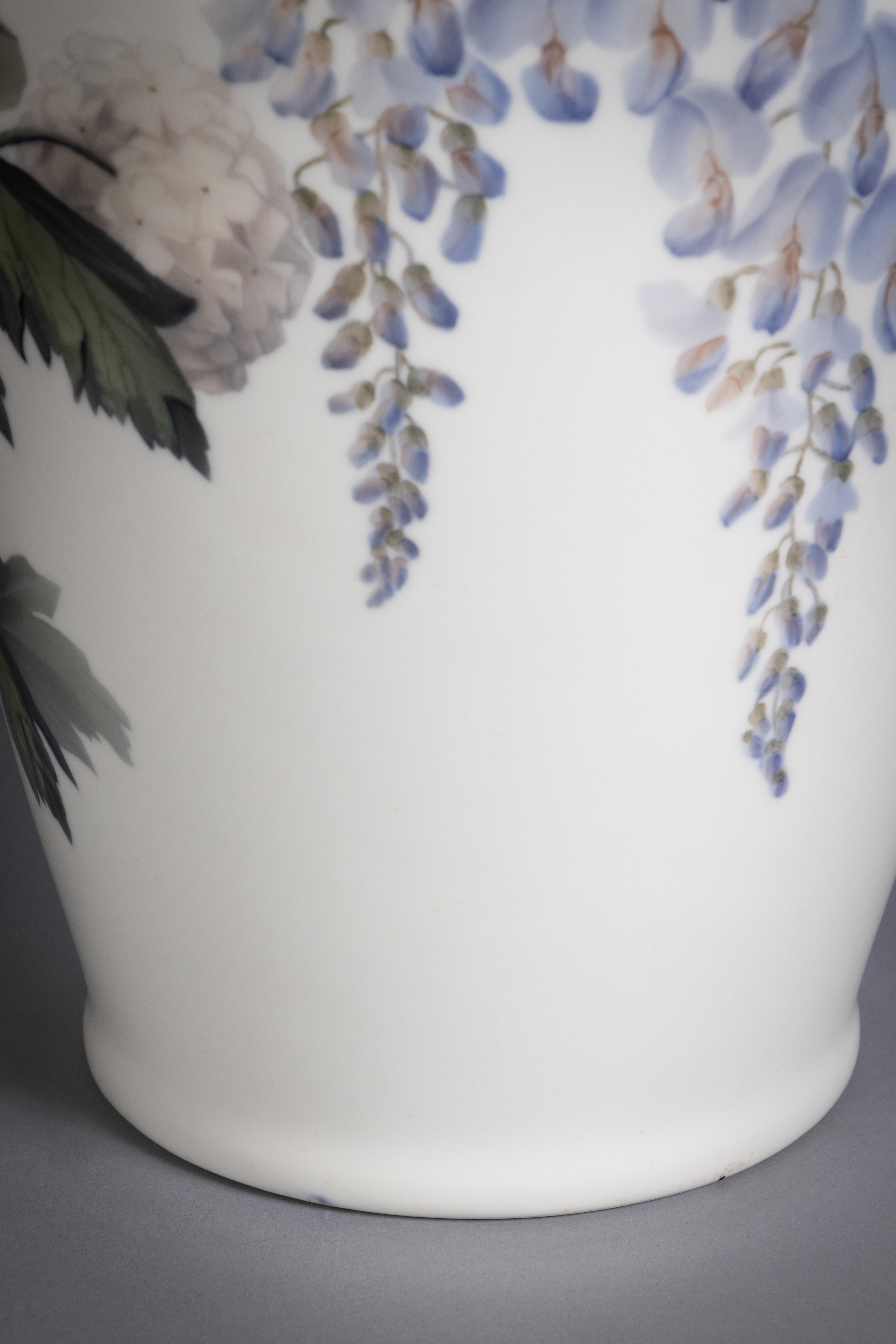 Large Bing and Grondahl Floral Porcelain Vase, circa 1900 In Good Condition In New York, NY