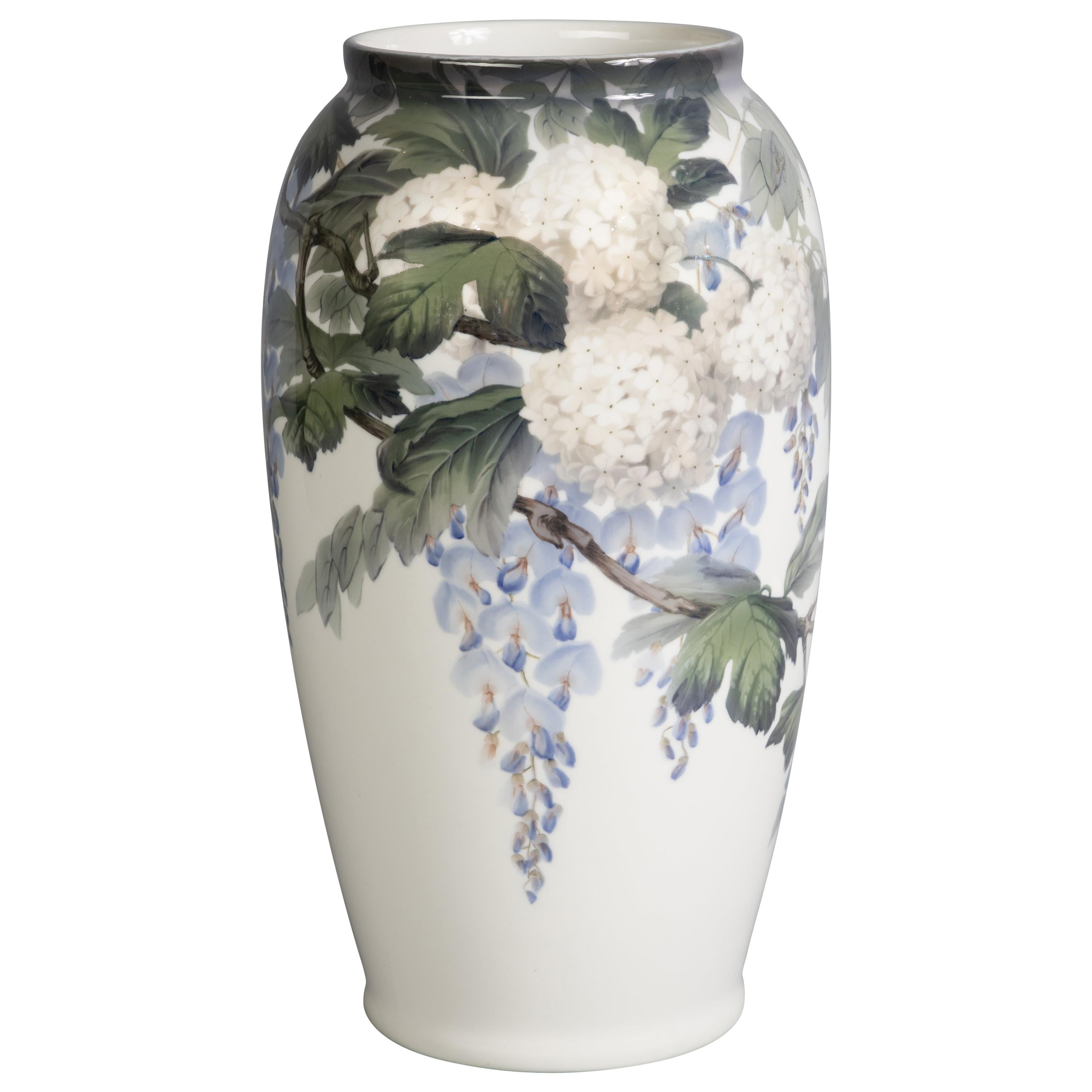 Large Bing and Grondahl Floral Porcelain Vase, circa 1900