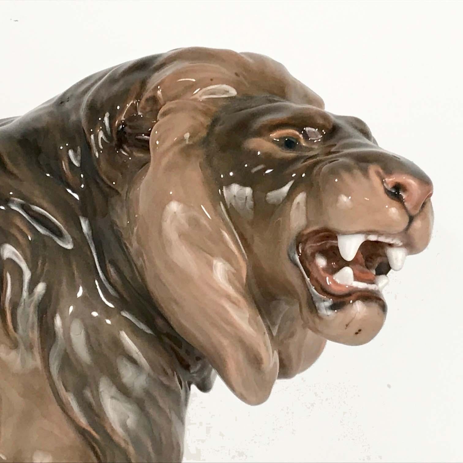 Large Bing and Grondahl Porcelain Roaring Lion For Sale 4