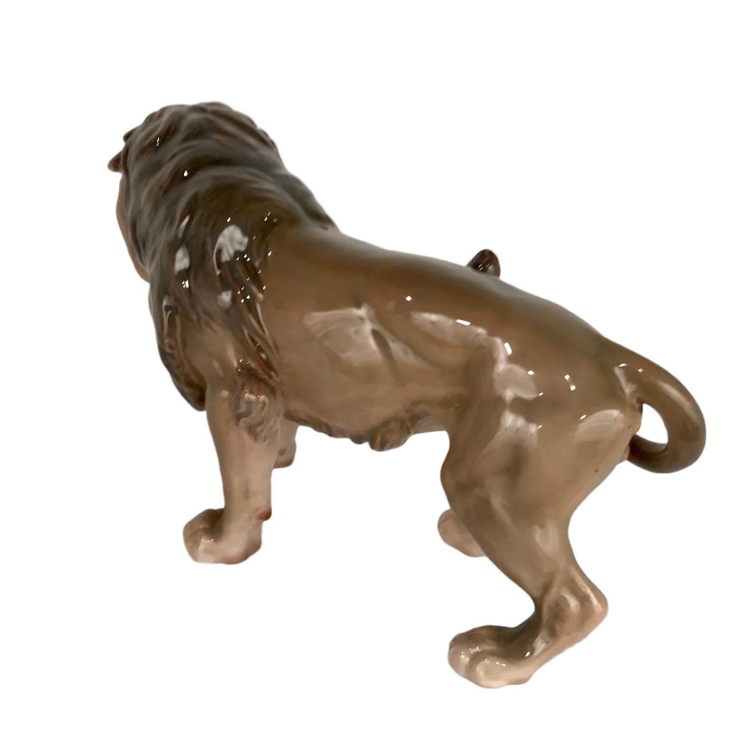 Mid-20th Century Large Bing and Grondahl Porcelain Roaring Lion For Sale