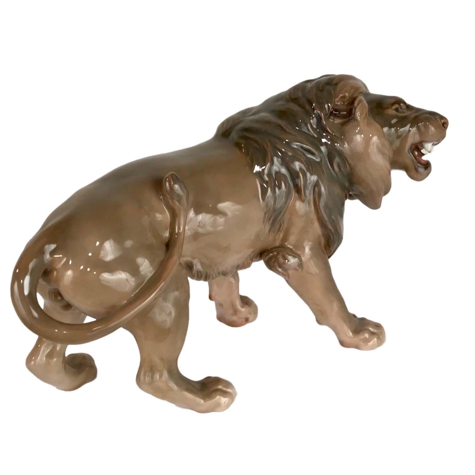 Large Bing and Grondahl Porcelain Roaring Lion For Sale 1