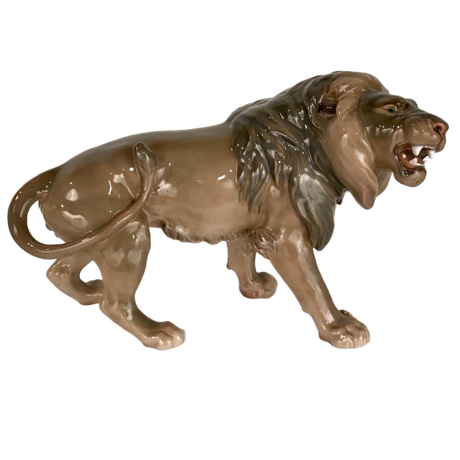 Large Bing and Grondahl Porcelain Roaring Lion For Sale 2