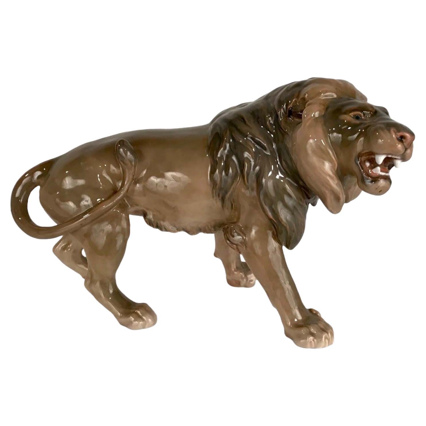 Large Bing and Grondahl Porcelain Roaring Lion For Sale