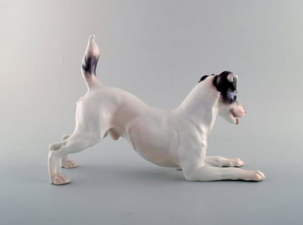Scandinavian Modern Large Bing & Grondahl / B & G Porcelain Figurine, Smooth Haired Fox Terrier
