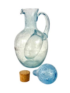 Large Biot Glass Carafe with Internal Ice Reservoir, France, circa 1950
