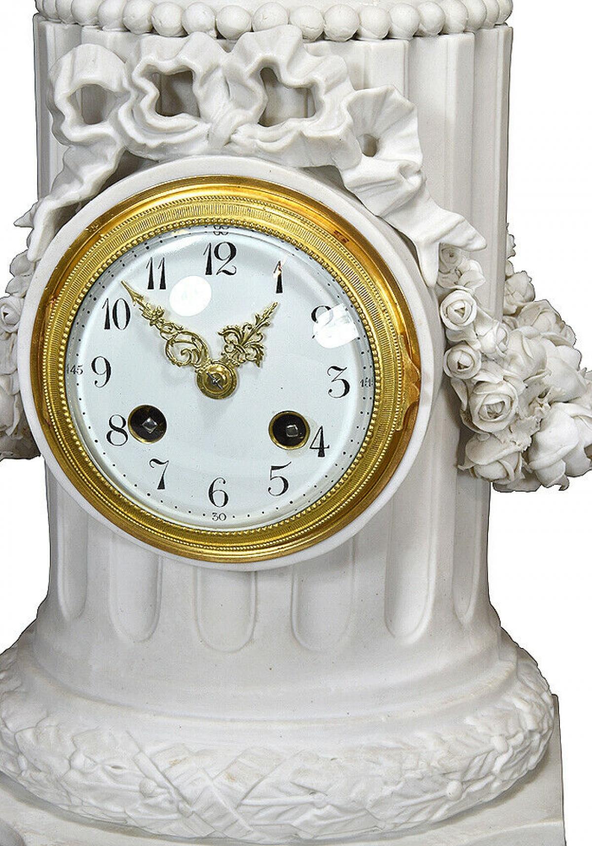 Louis XVI Large Biscuit Clock, Marie-Antoinette