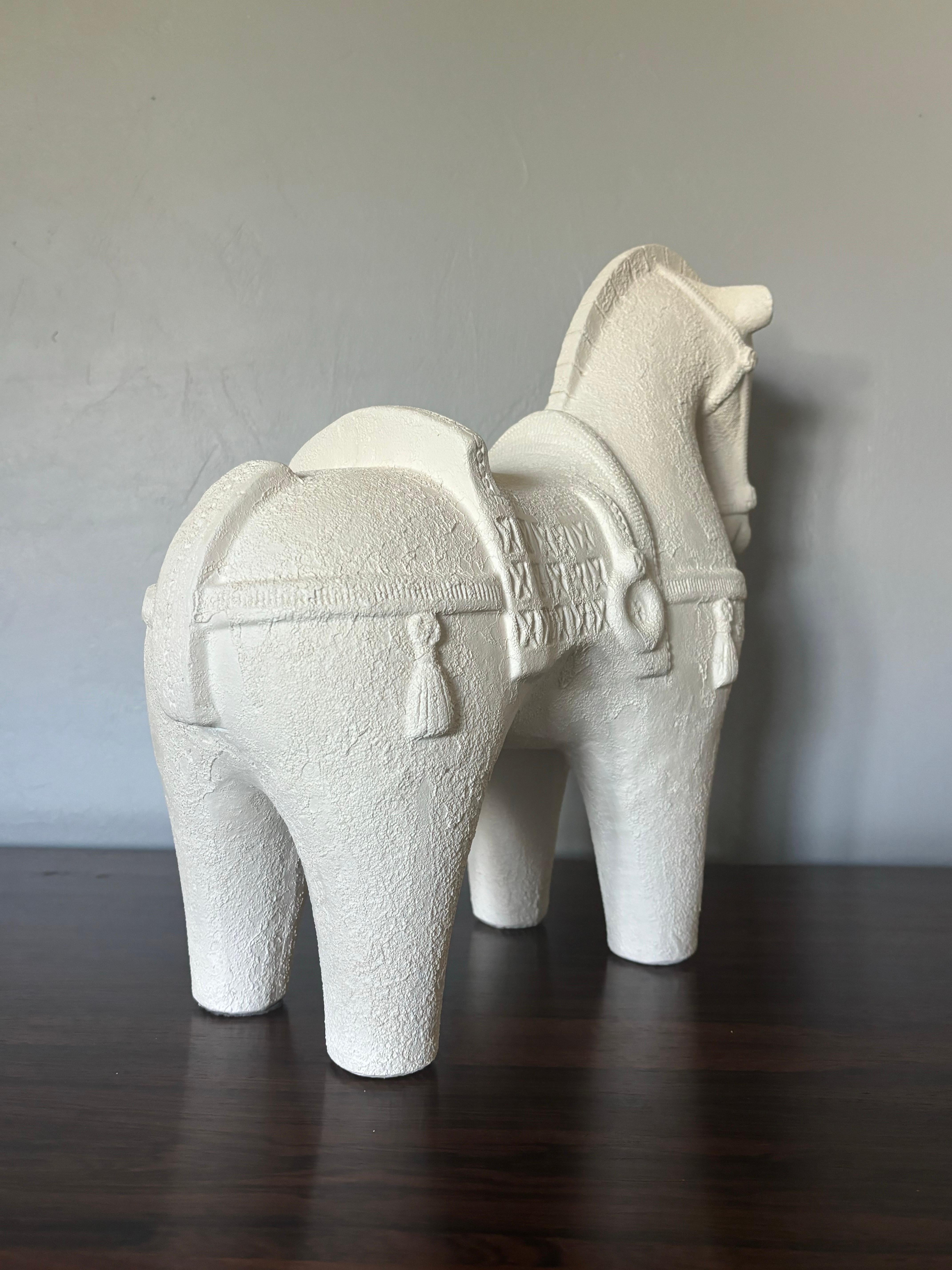 Mid-Century Modern Large Bitossi Ceramic Horse, Off-White Textured Glaze