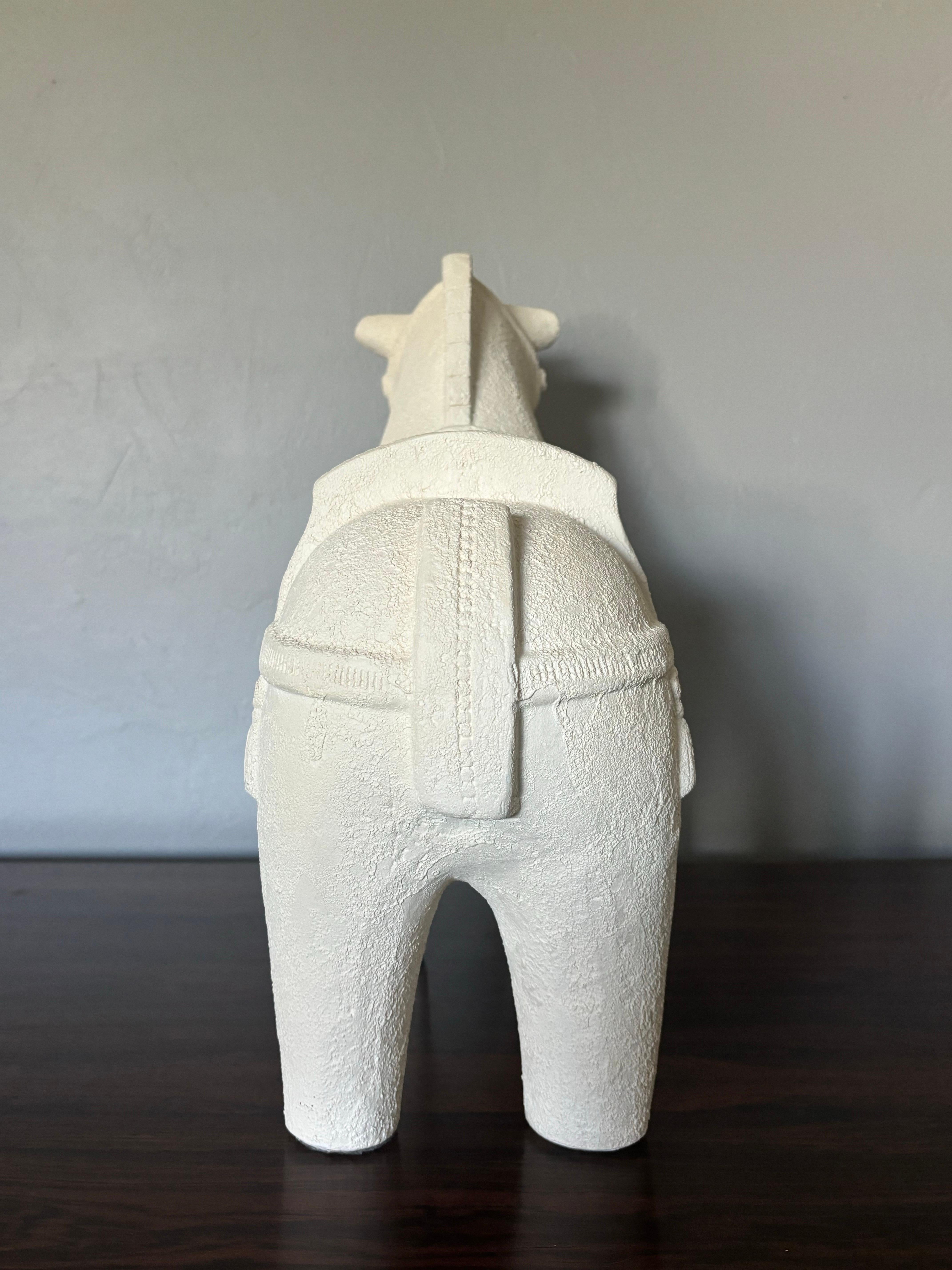 Italian Large Bitossi Ceramic Horse, Off-White Textured Glaze