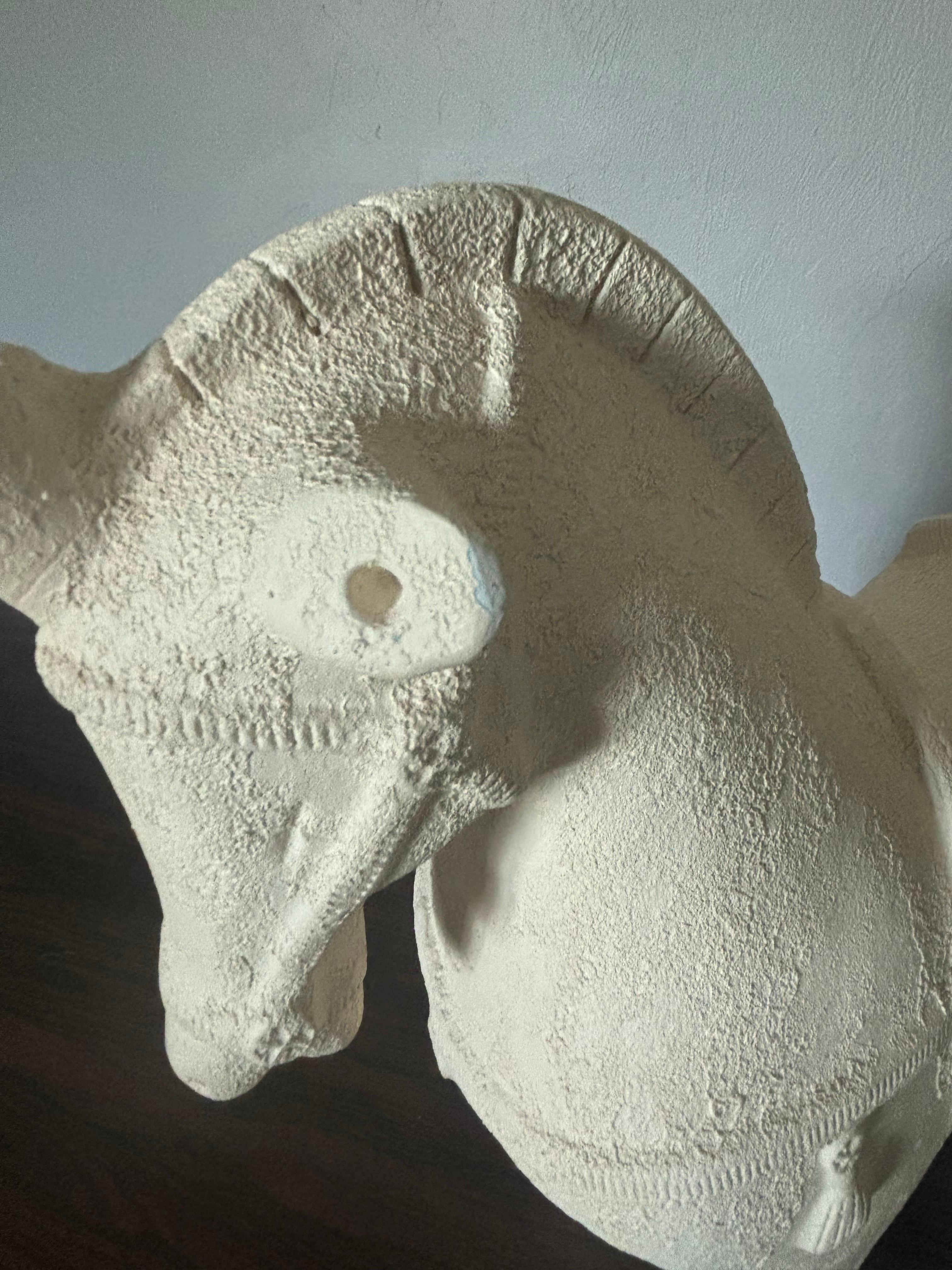 Large Bitossi Ceramic Horse, Off-White Textured Glaze In Good Condition In Boynton Beach, FL