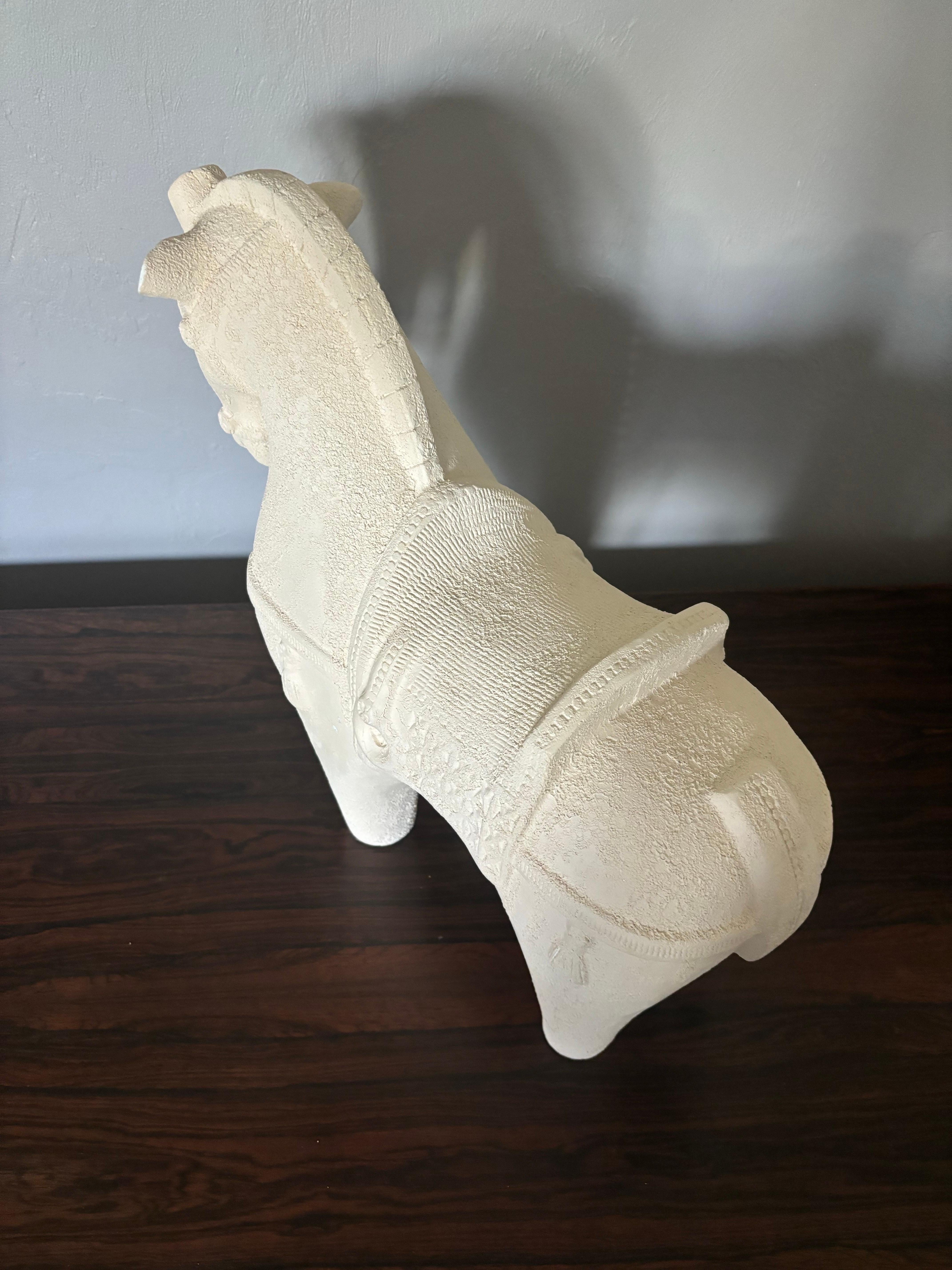 Large Bitossi Ceramic Horse, Off-White Textured Glaze 1