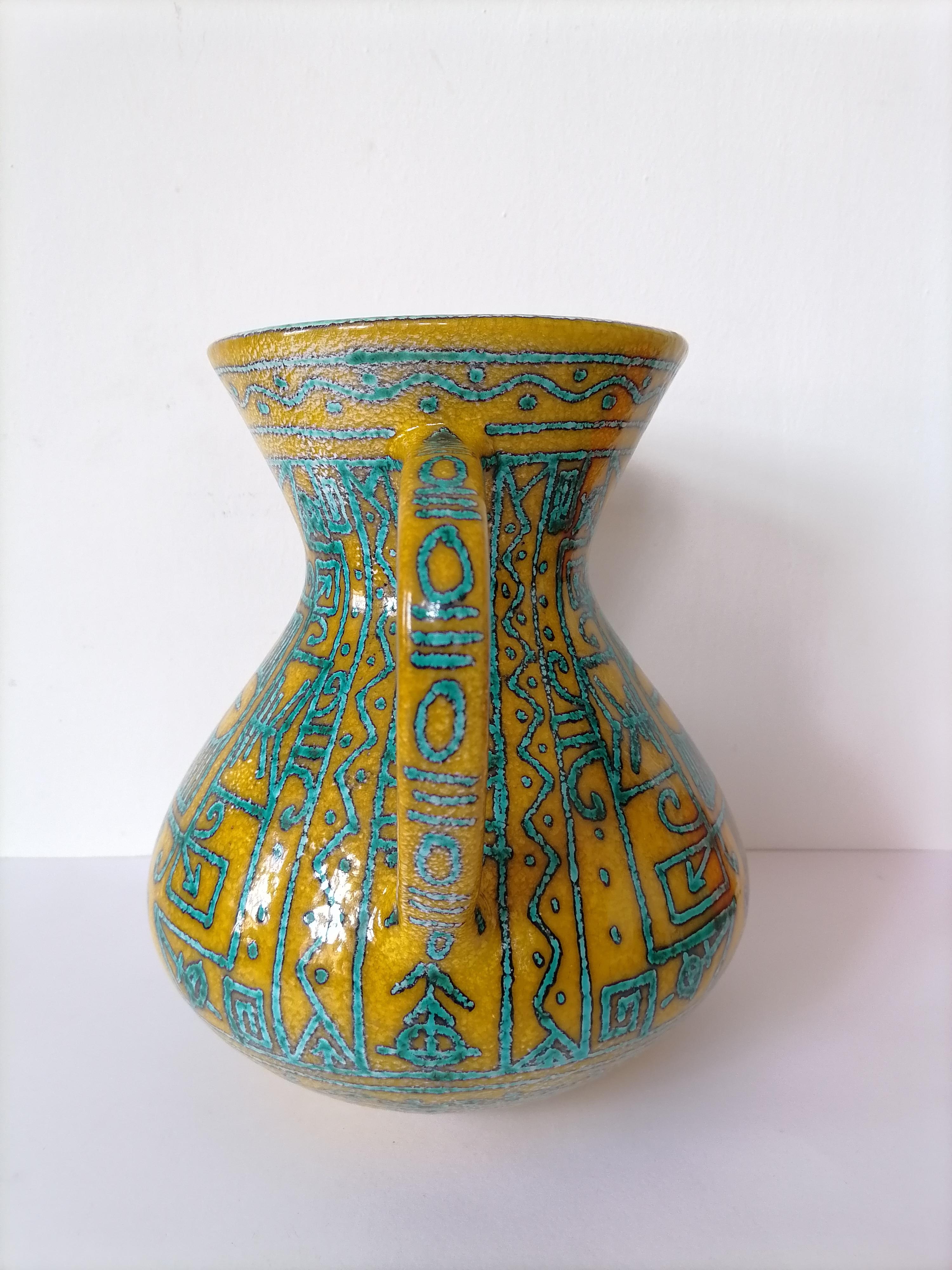 Italian Large Bitossi Ceramic Vase Majolique Style 1950
