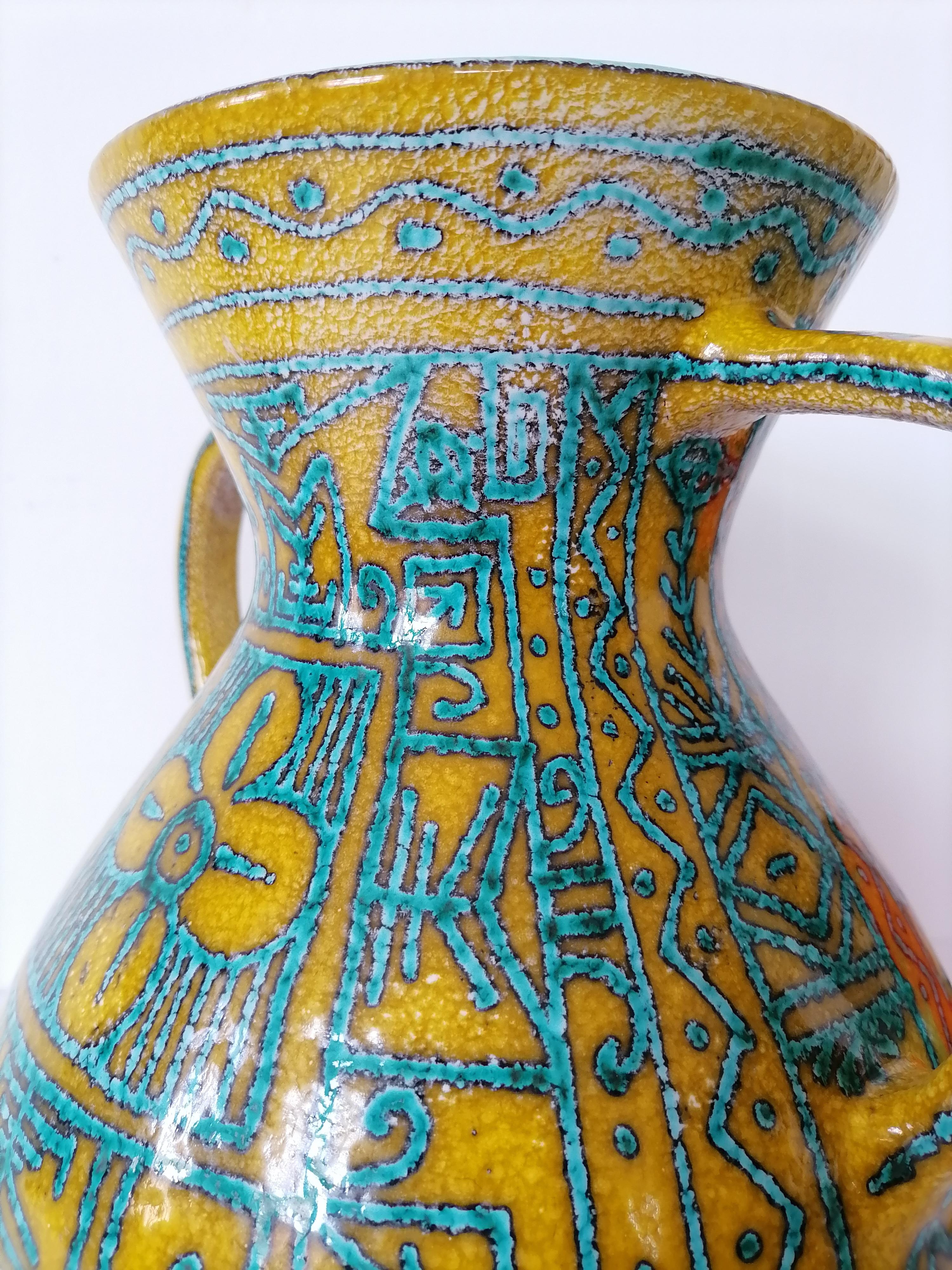 Large Bitossi Ceramic Vase Majolique Style 1950 In Good Condition In Toulouse, Midi-Pyrénées