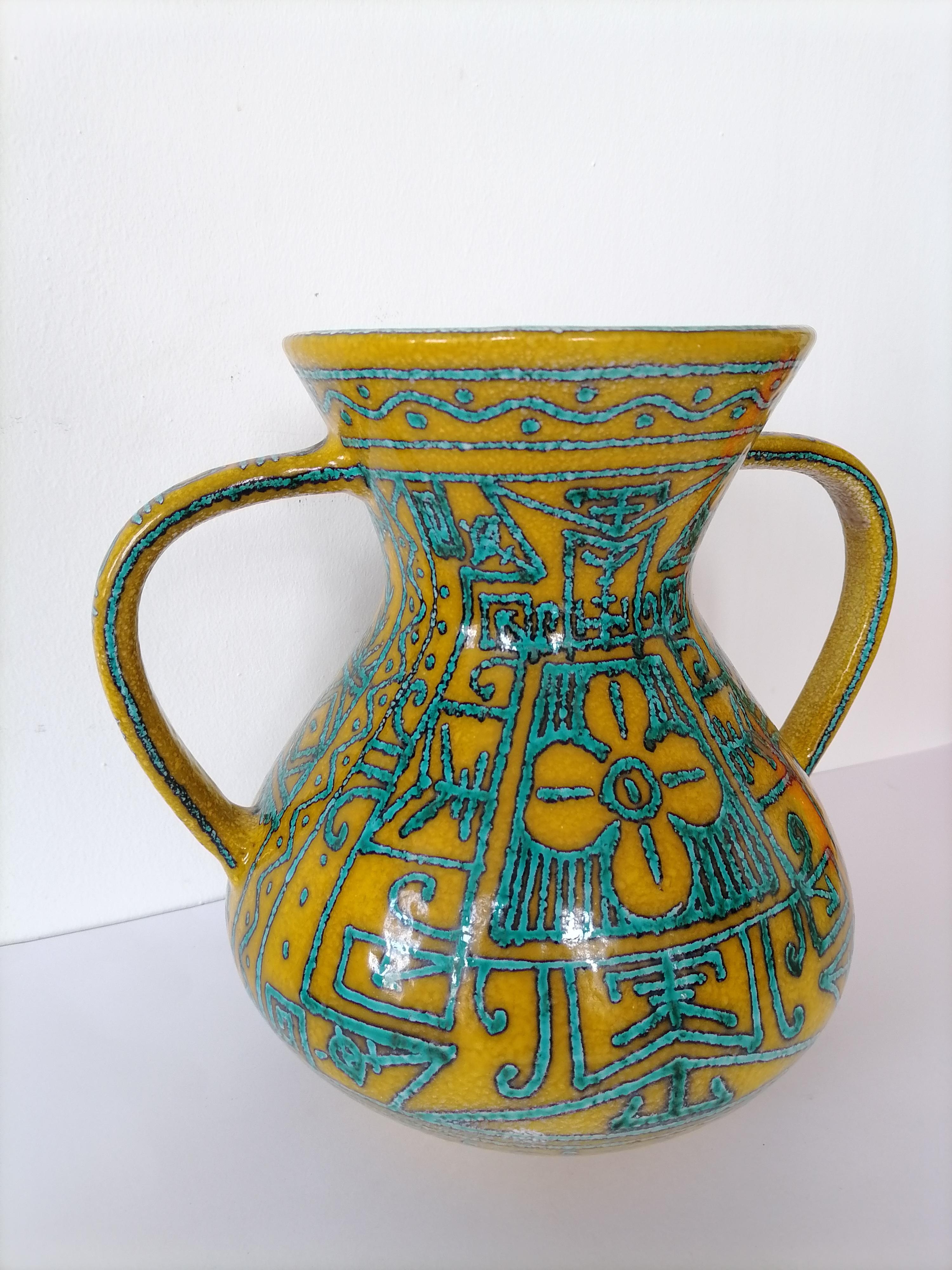 Large Bitossi Ceramic Vase Majolique Style 1950 2