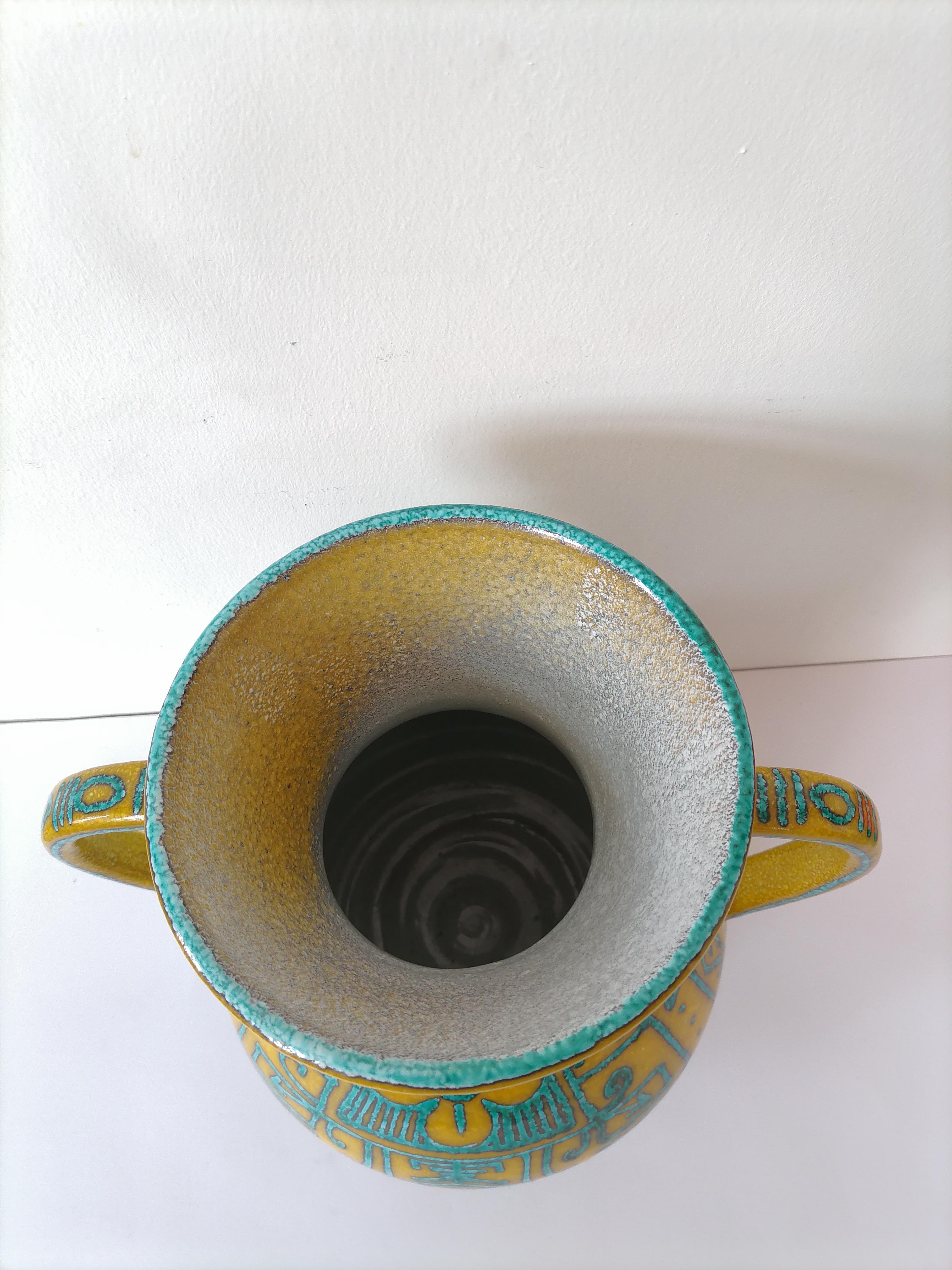 Large Bitossi Ceramic Vase Majolique Style 1950 3