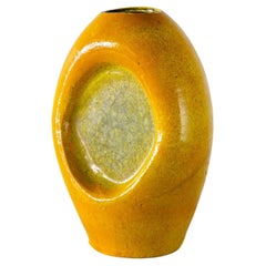 Vintage Large Bitossi Fritte Vase Italian Mod century modern ceramics Yellow Green