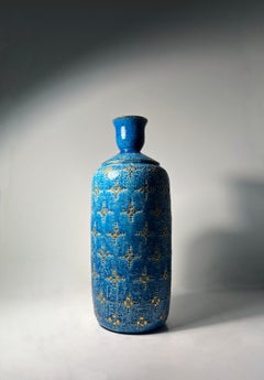 Large Bitossi Italian Ceramic Lamp Base in Rimini Blue by Aldo Londi