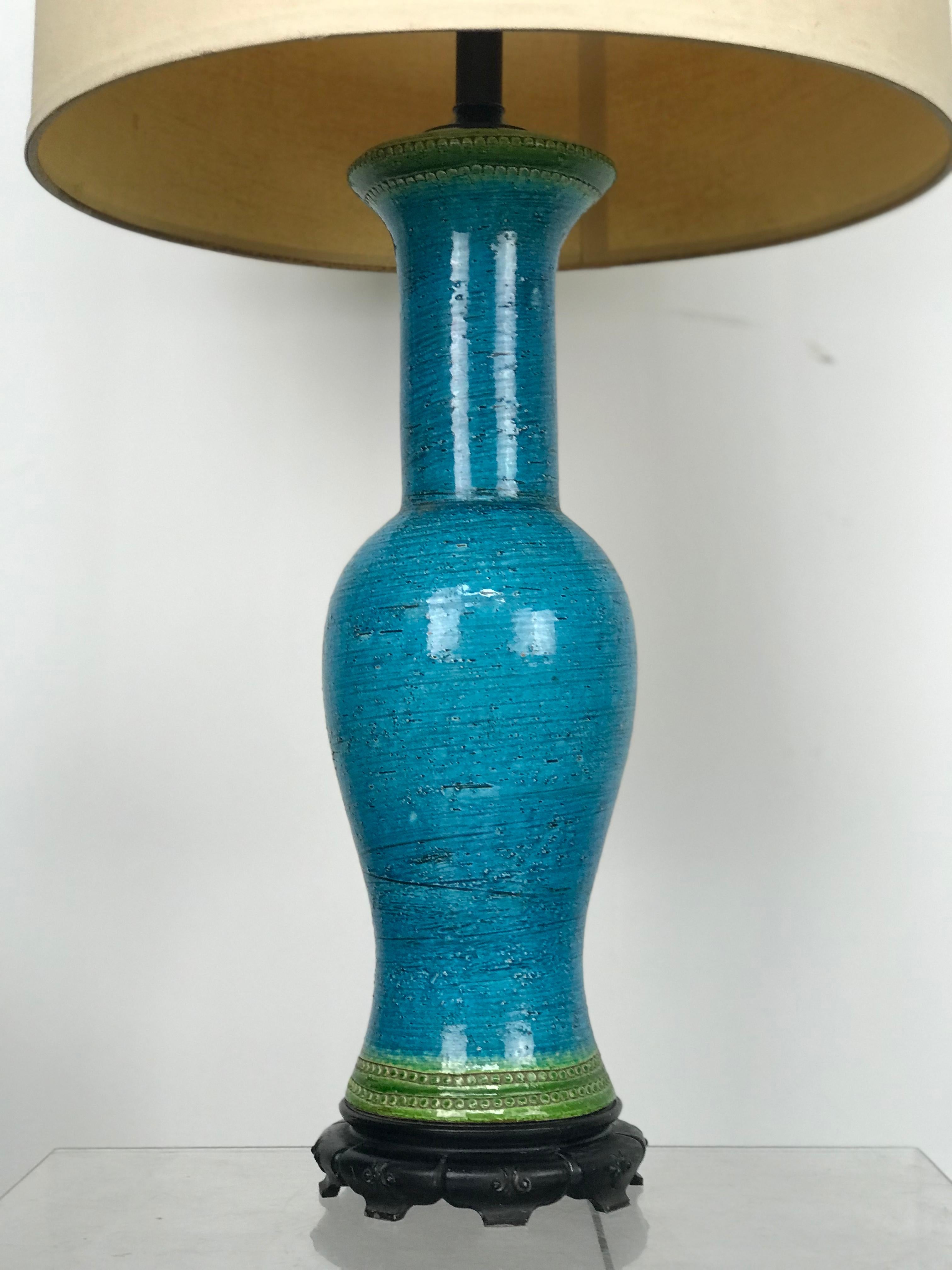 Large Bitossi Mid-Century Modern Chinoiserie Italian Ceramic Table Lamp 7