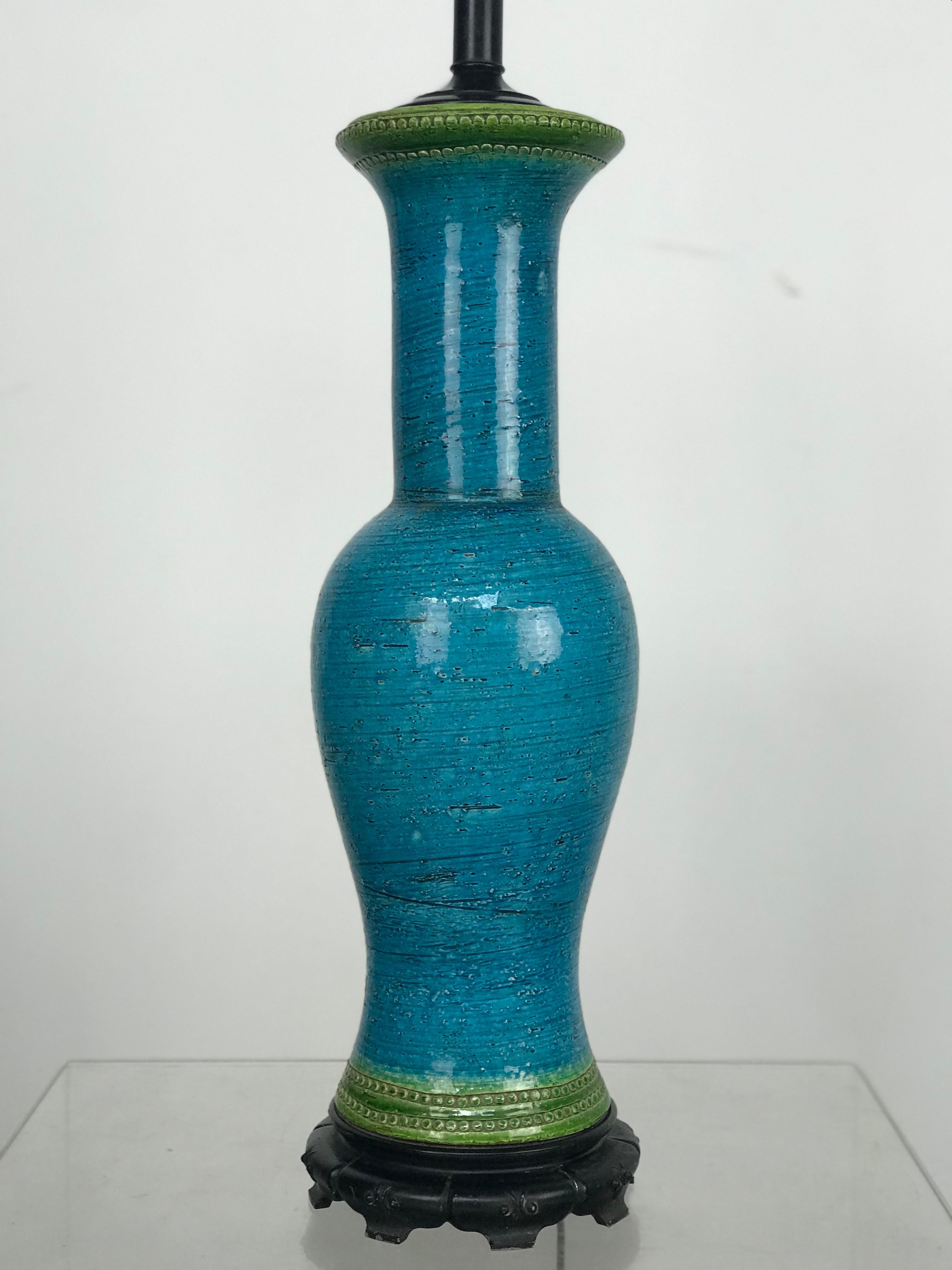 Große Bitossi-Tischlampe aus italienischer Keramik, Moderne der Mitte des Jahrhunderts (Chinoiserie)