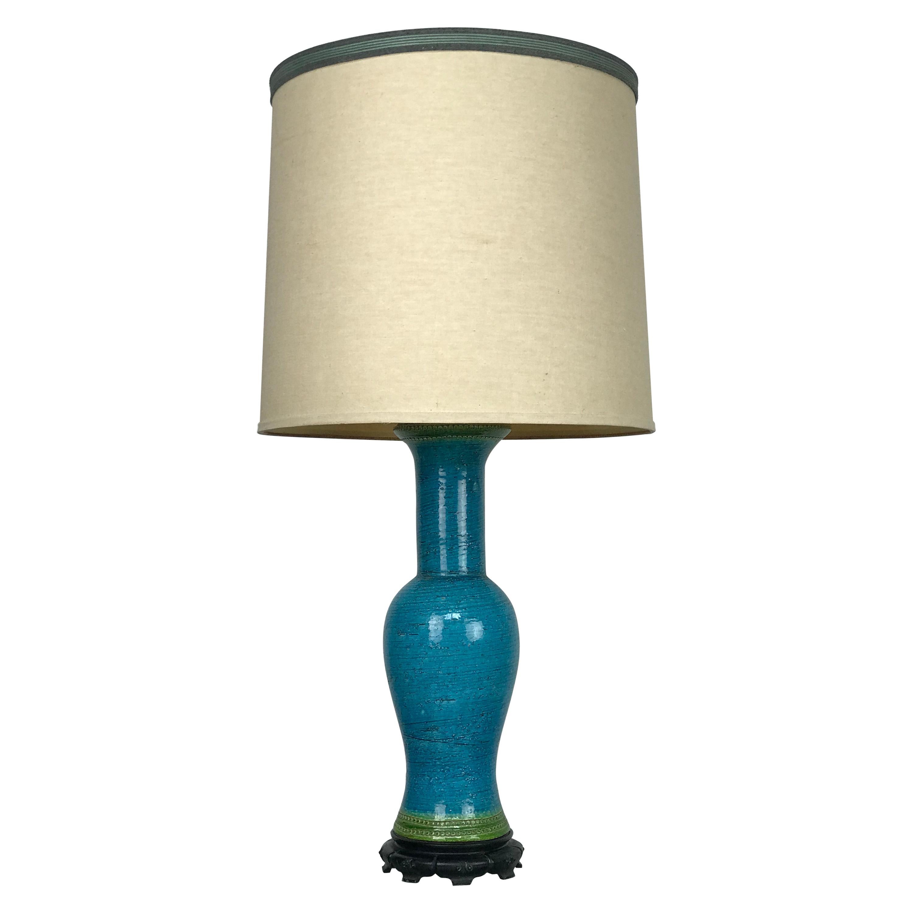 Large Bitossi Mid-Century Modern Chinoiserie Italian Ceramic Table Lamp