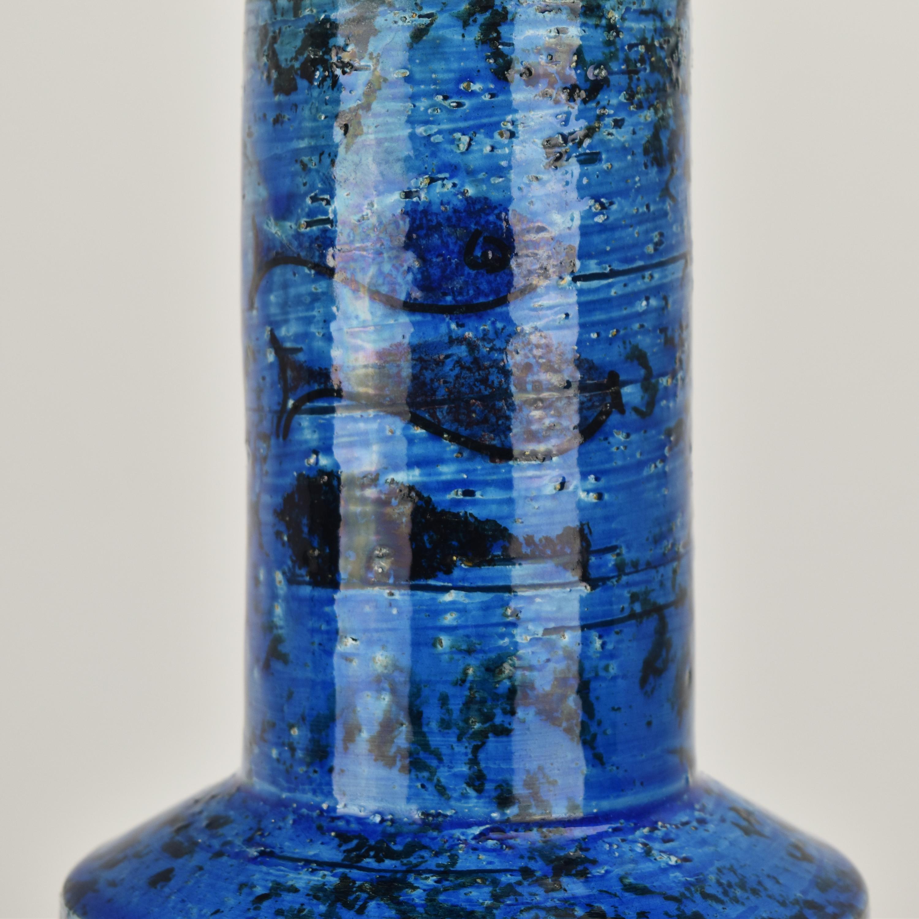 Mid-Century Modern Large Bitossi Rimini Blu / Pesce Table Lamp Design Aldo Londi 1950s Italian For Sale