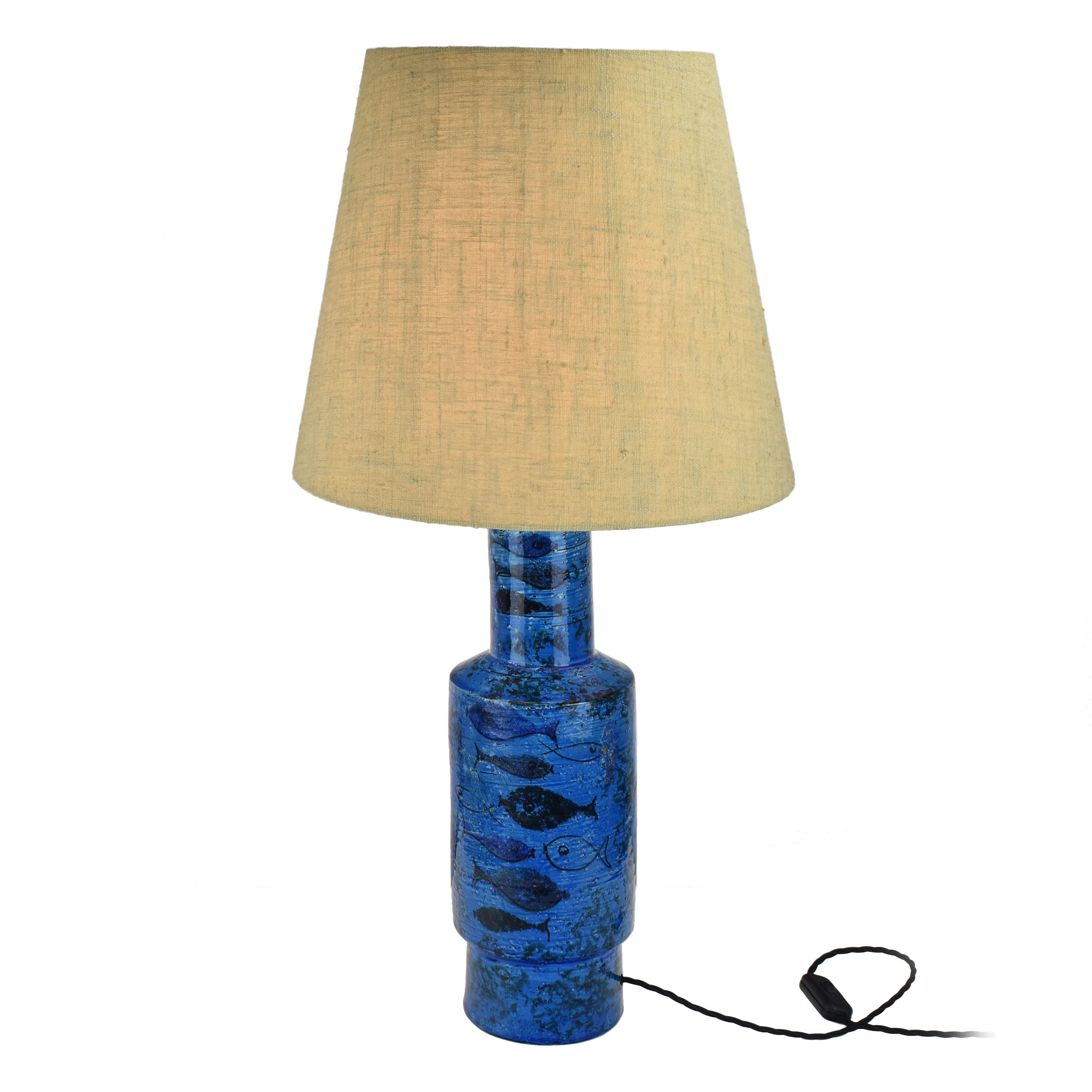 Large Bitossi Rimini Blu / Pesce Table Lamp Design Aldo Londi 1950s Italian In Good Condition For Sale In Bad Säckingen, DE