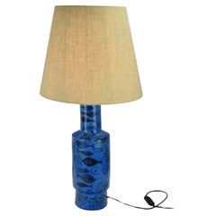 Vintage Large Bitossi Rimini Blu / Pesce Table Lamp Design Aldo Londi 1950s Italian