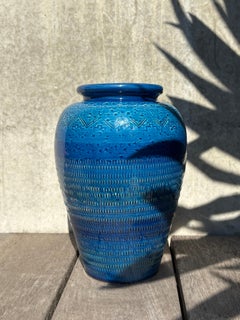 Large Bitossi Vase by Aldo Londi, Rimini Blu, Italy 1960s