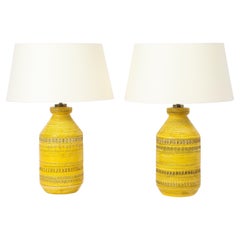 Large Bitossi Yellow Lamps, Italy 1960's