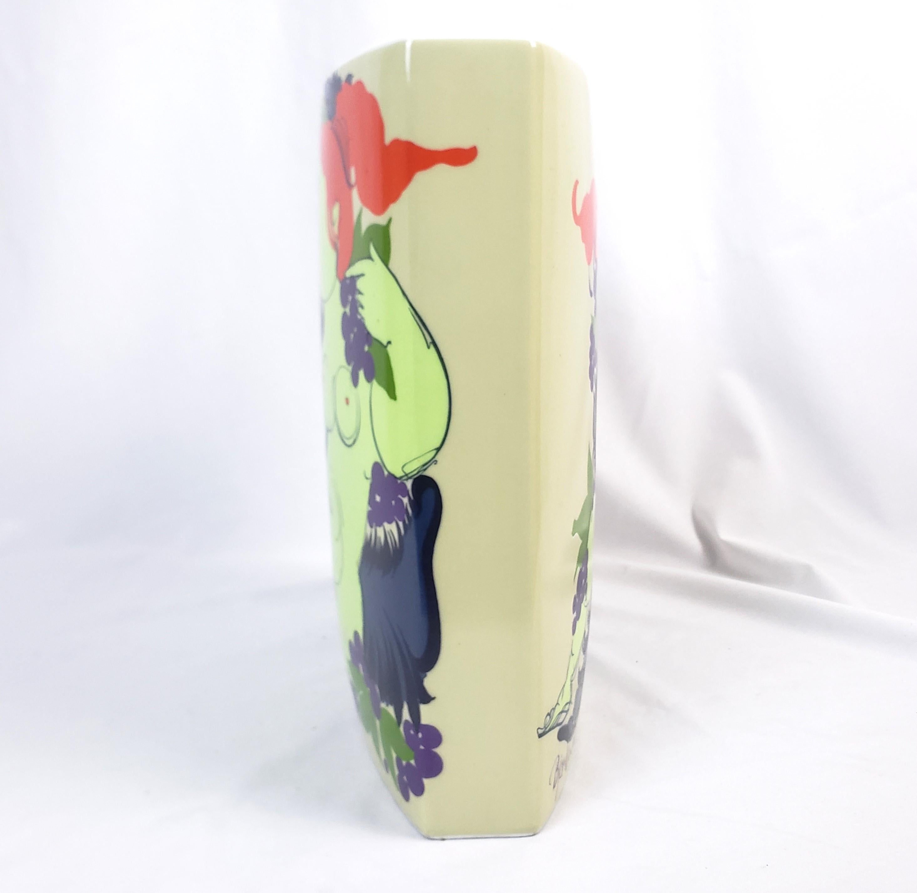 Large Bjorn Wiinblad for Rosenthal Studio Linie Porcelain Vase with Nude Female In Good Condition For Sale In Hamilton, Ontario