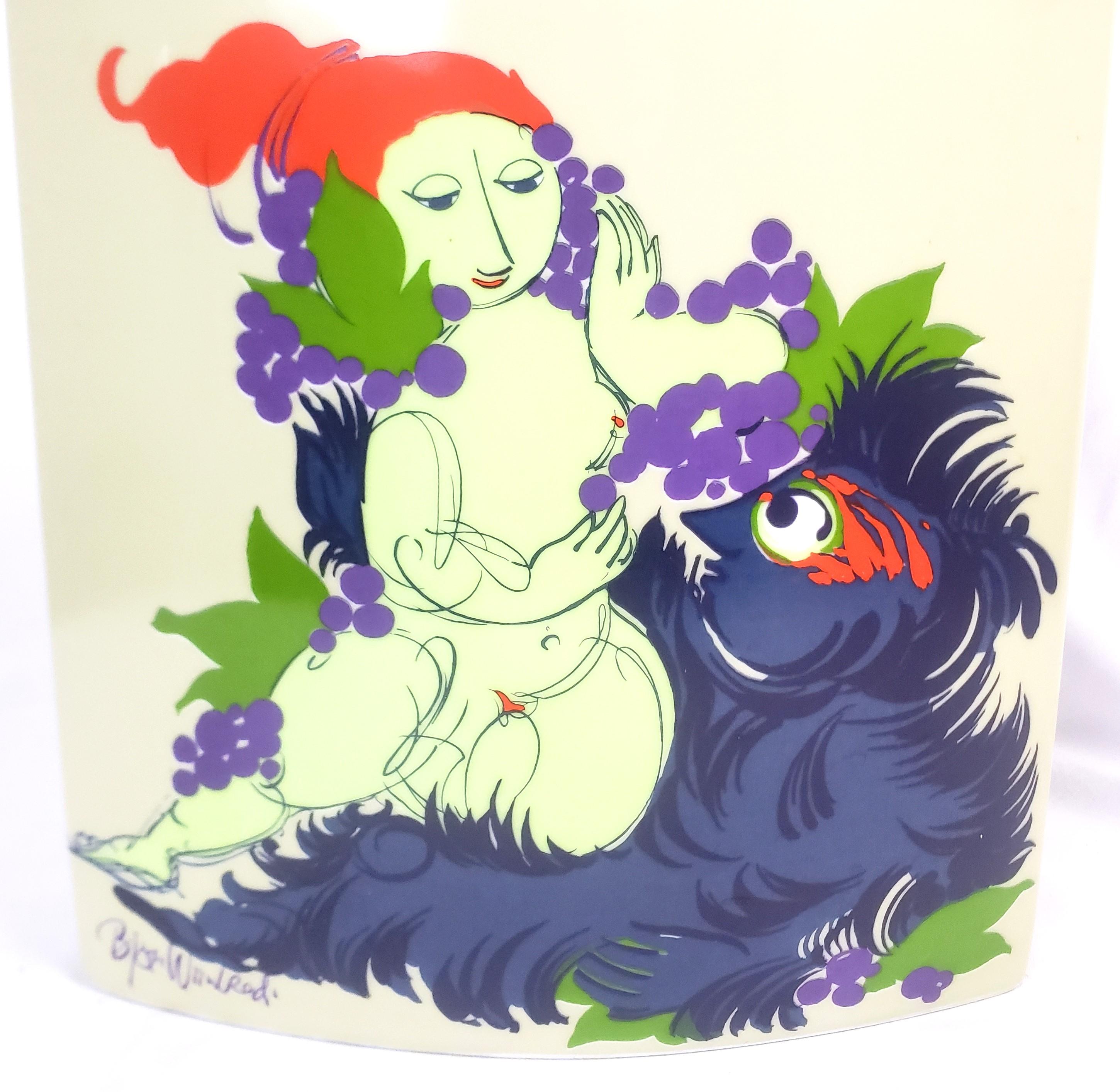Porcelaine Grand vase en porcelaine Bjorn Wiinblad pour Rosenthal Studio Linie avec femme nue en vente